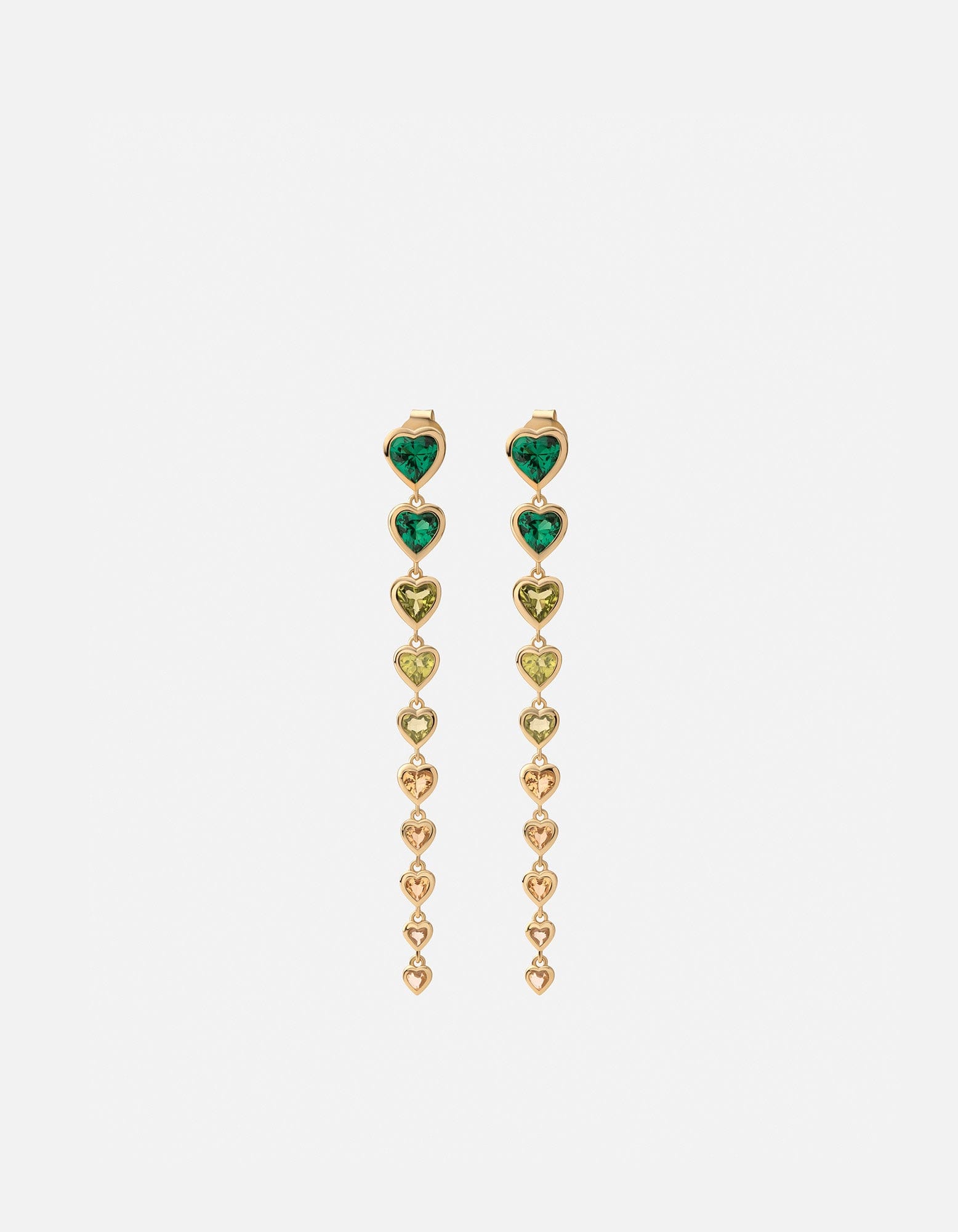 Miansai Earrings Tali Multi Heart Earrings, Gold Vermeil Green / Pair