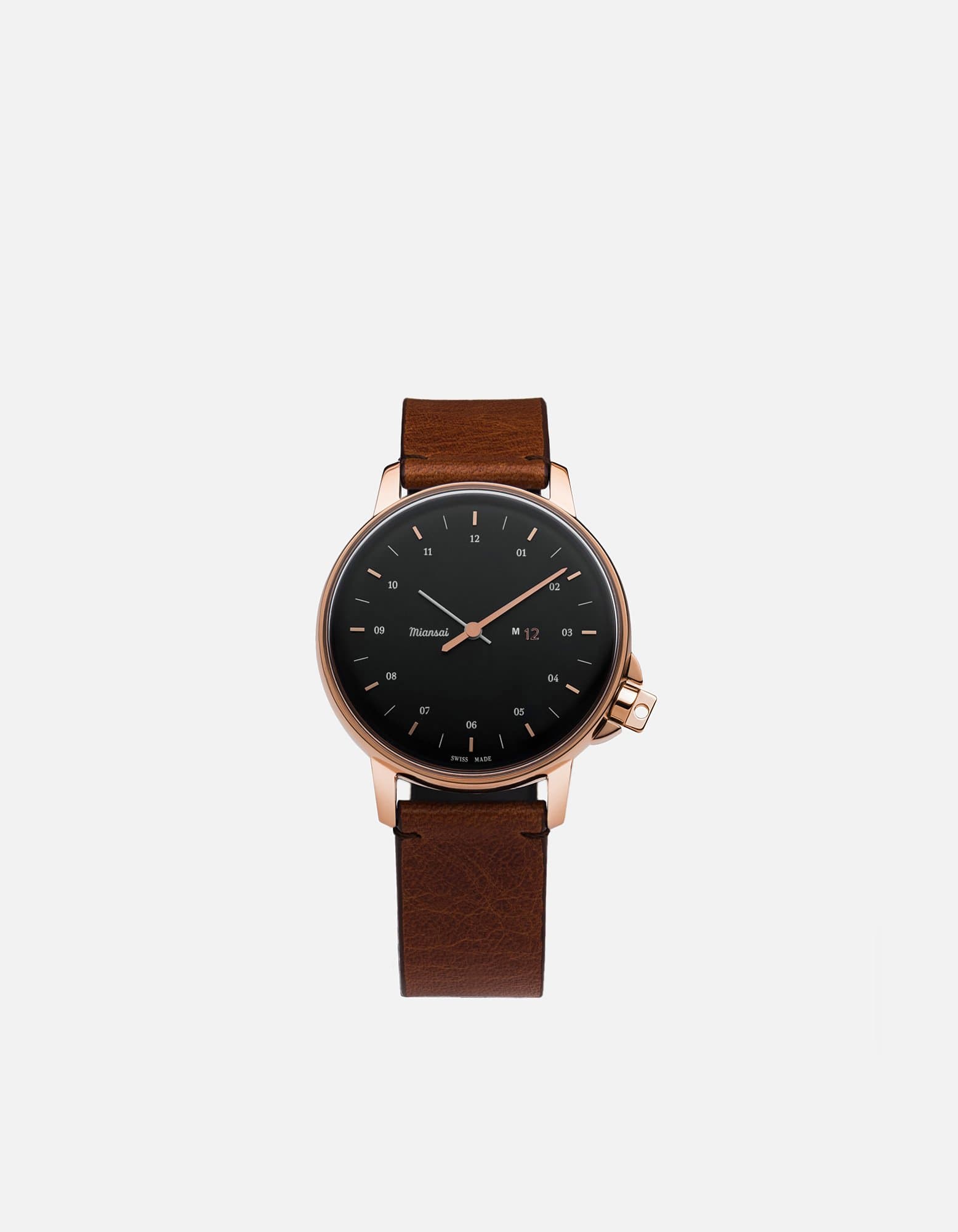 Miansai M12 Swiss M12 Swiss Rose|Black Cognac Leather Cognac / R / Monogram: No