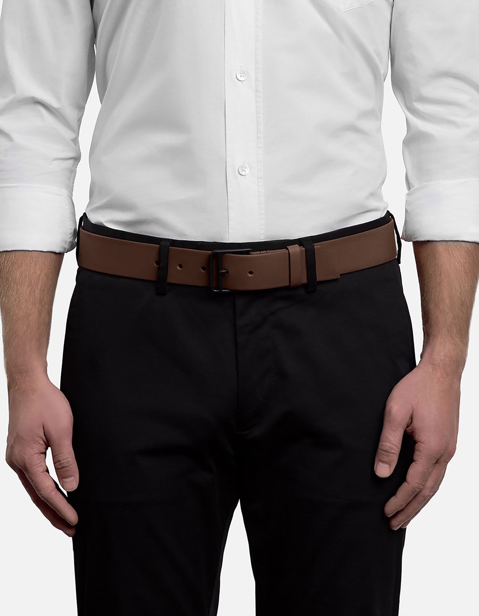 Brown Leather Belt, Noir Buckle