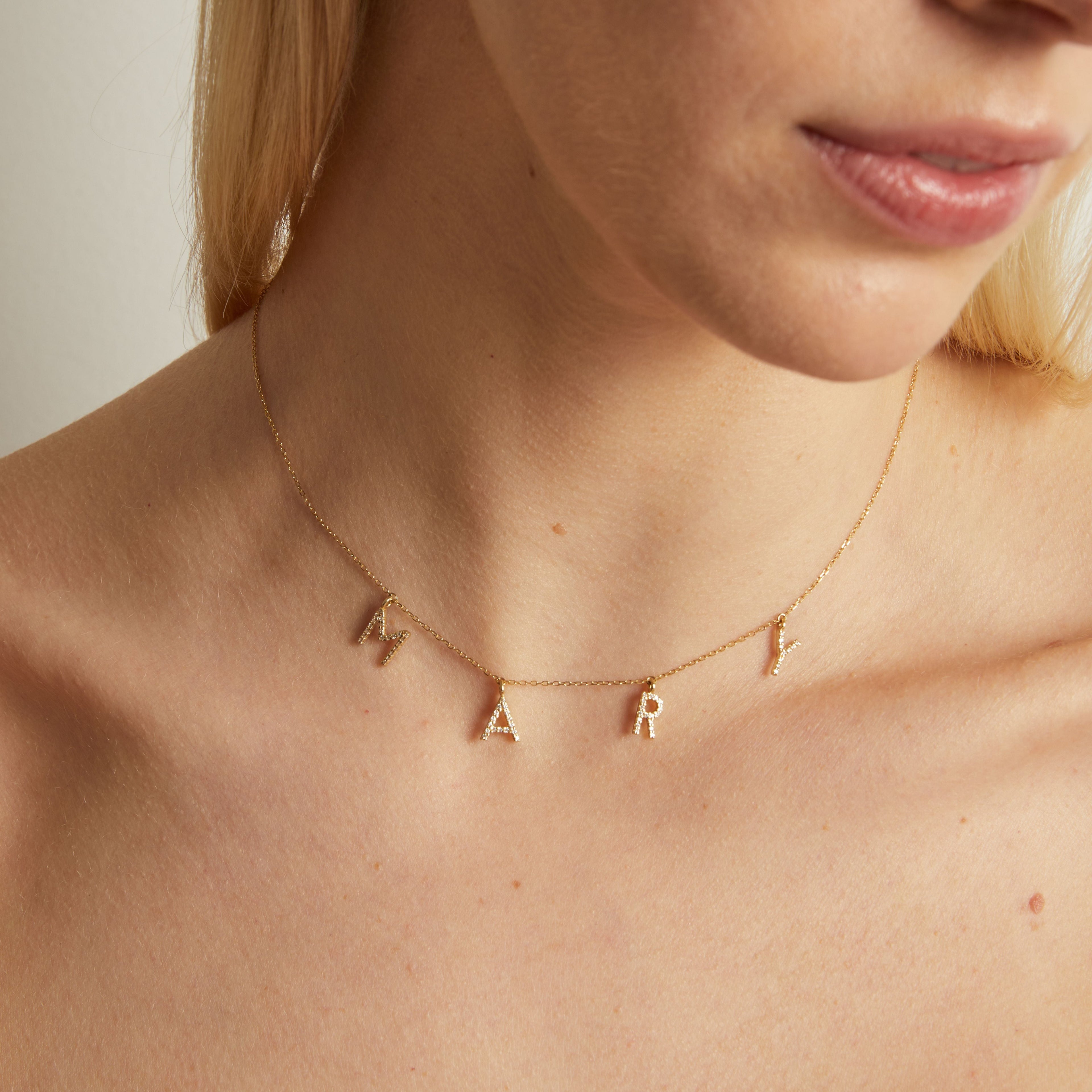 Lab Grown Diamond Pavé Station Letter Necklace