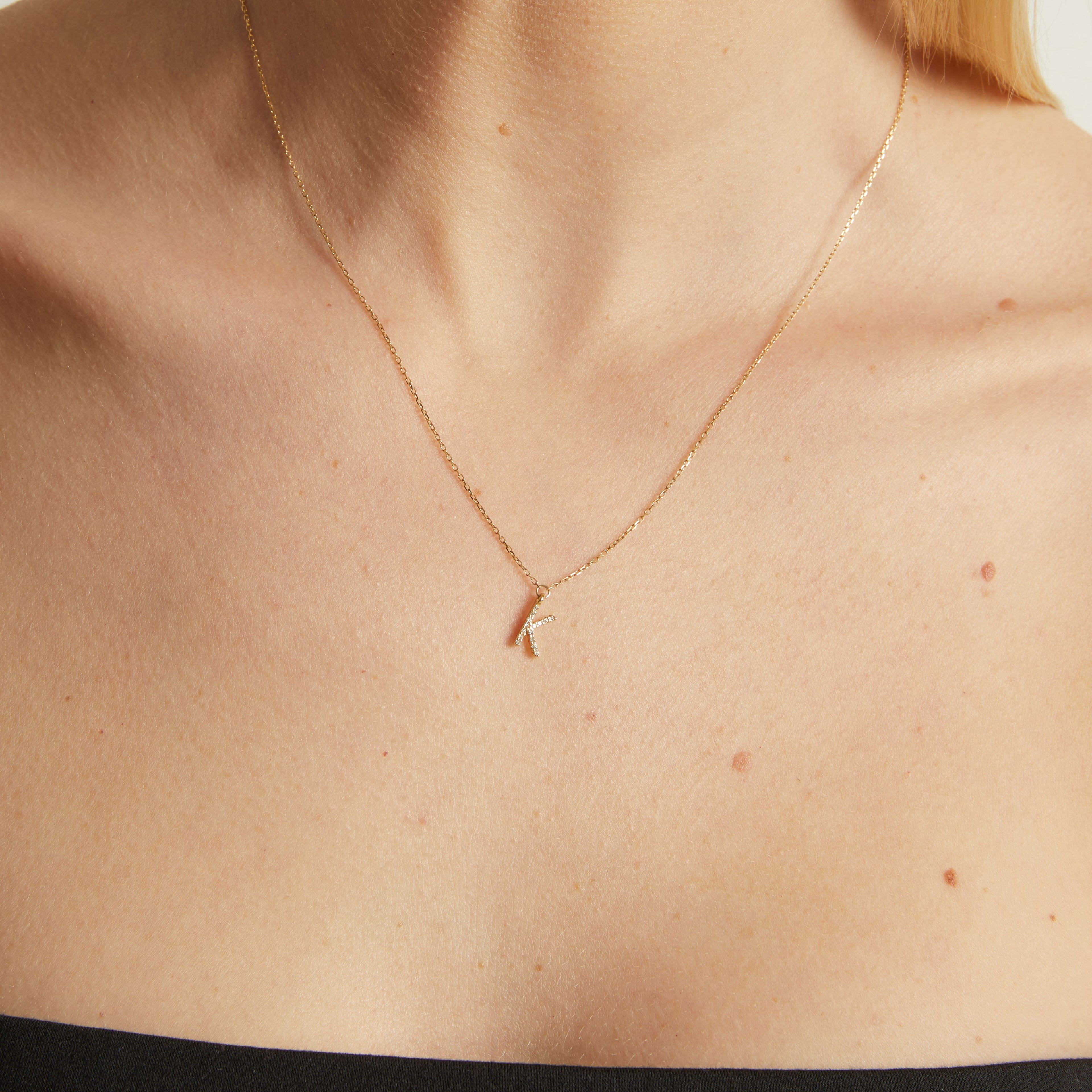 Lab Grown Diamond Pavé Station Letter Necklace