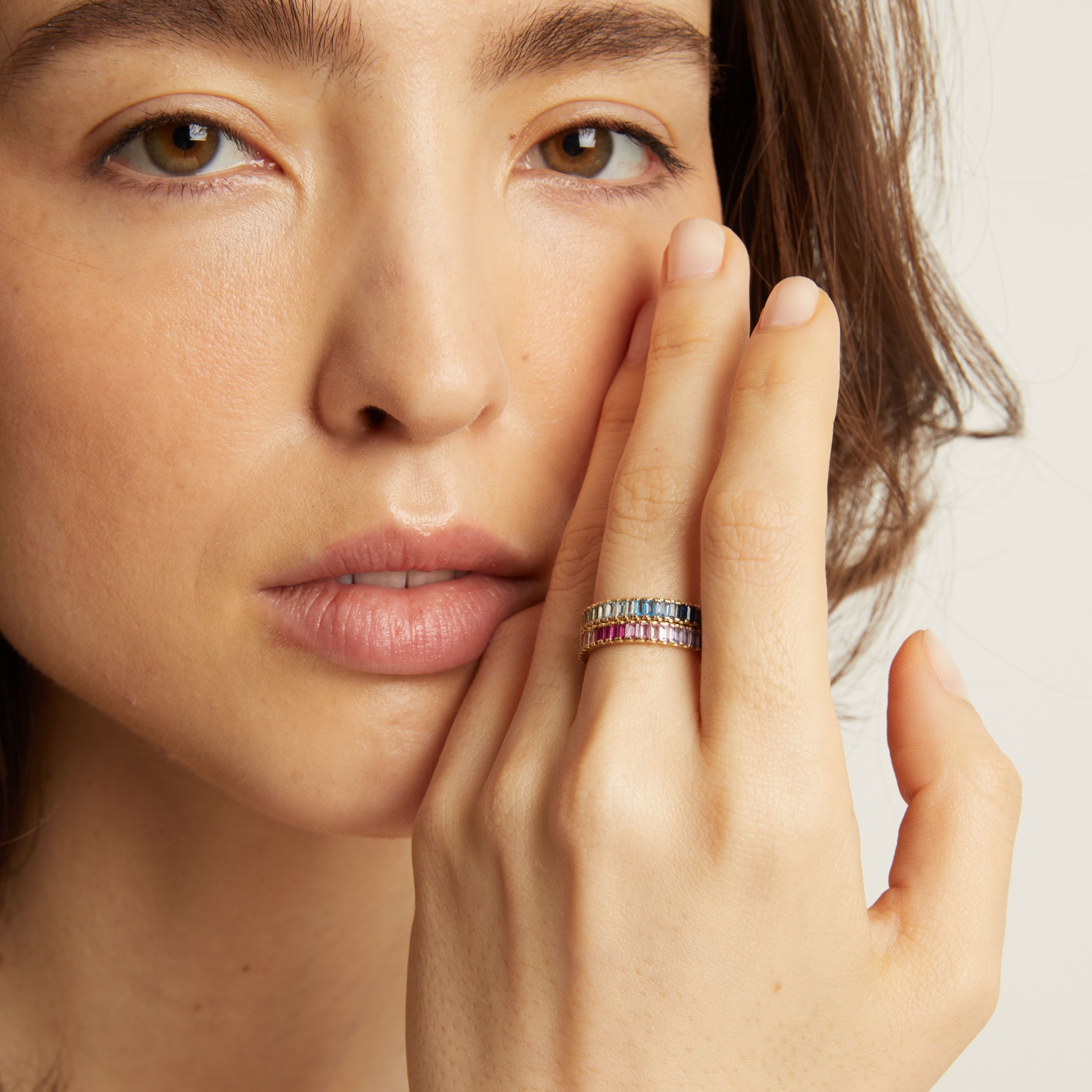 Ombré Rainbow Baguette Eternity Ring