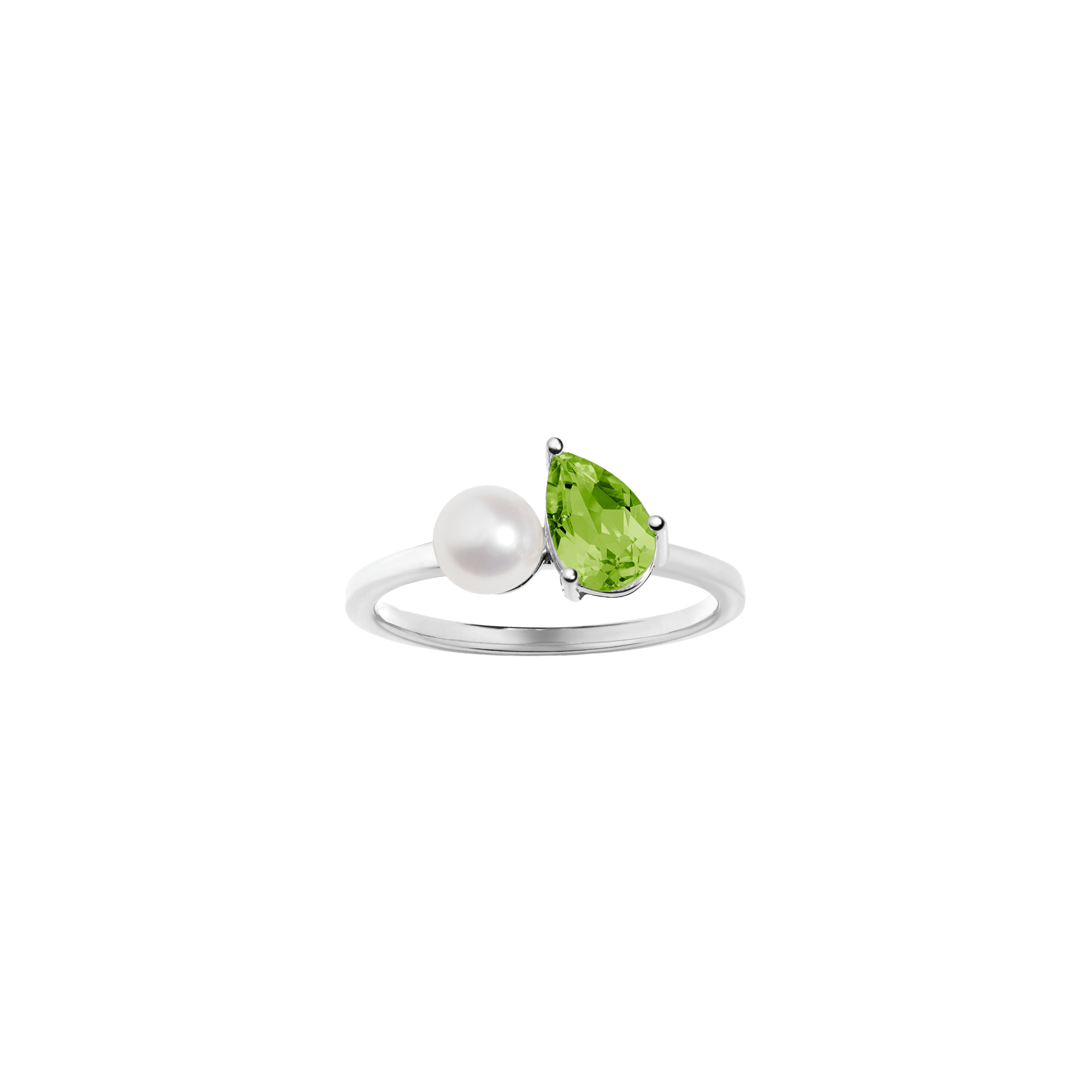 Pearl Toi et Moi Ring - Green Peridot