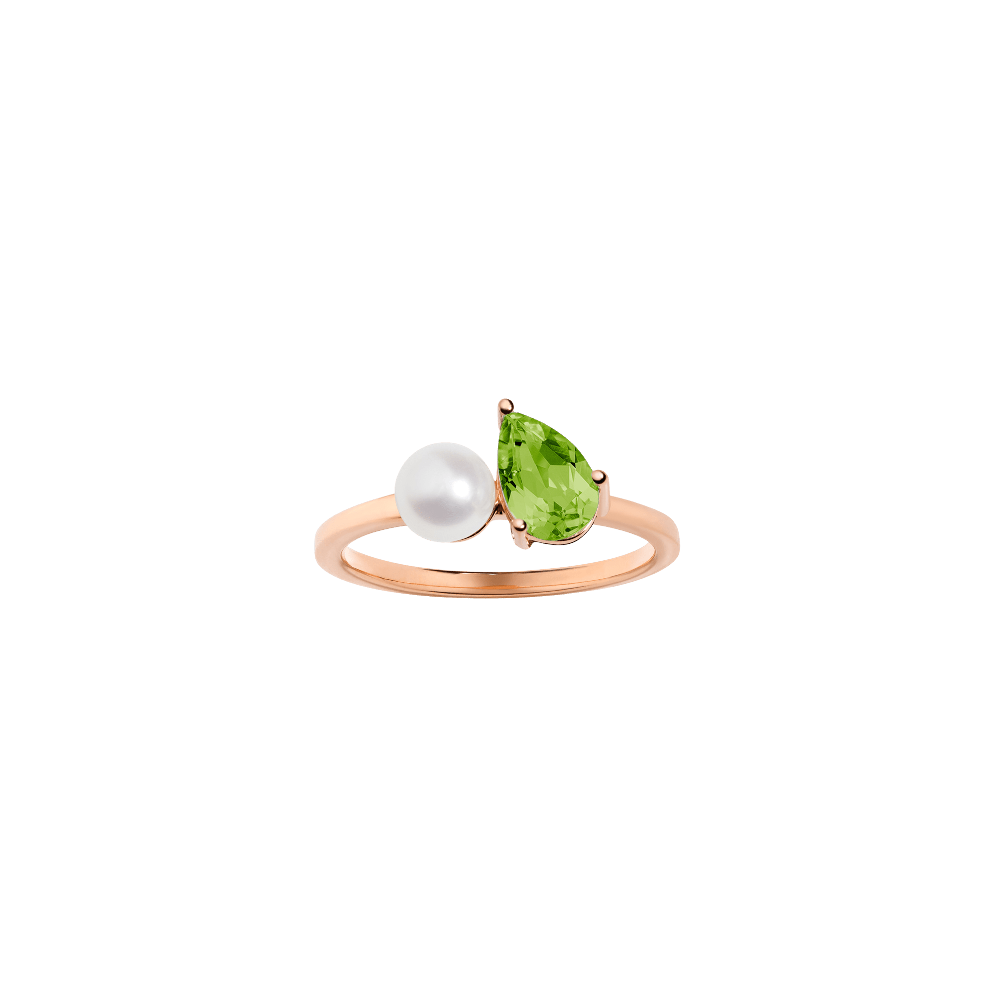 Pearl Toi et Moi Ring - Green Peridot