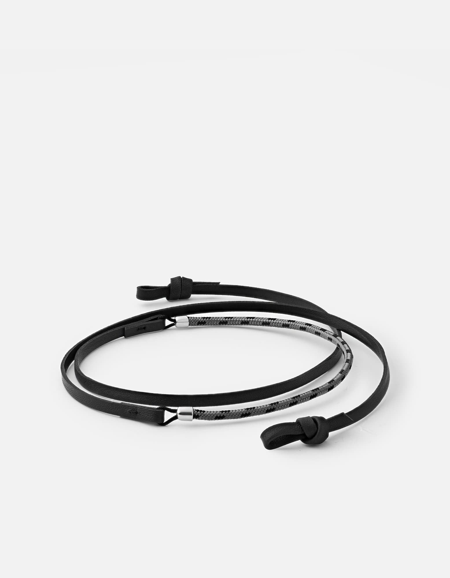 Miansai Dry Goods Nexus Leather Sunglass Cord, Sterling Silver Black/Concrete / O/S