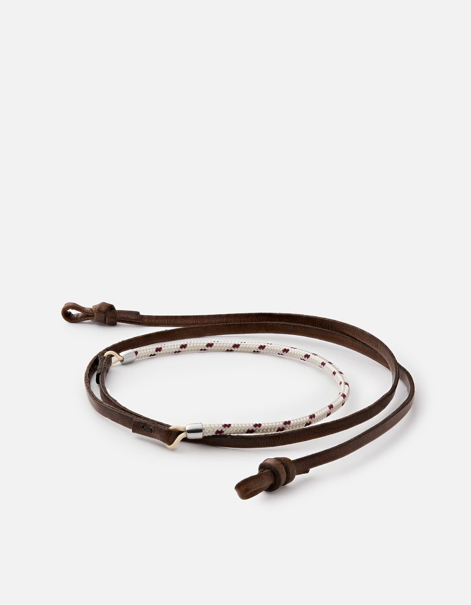 Miansai Dry Goods Nexus Leather Sunglass Cord, Sterling Silver Cafecito/Cambridge / O/S