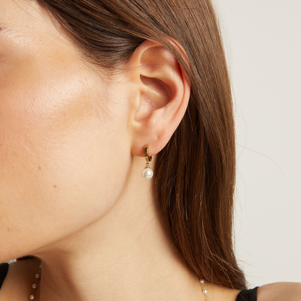Unbreakable Pearl Huggie Earrings