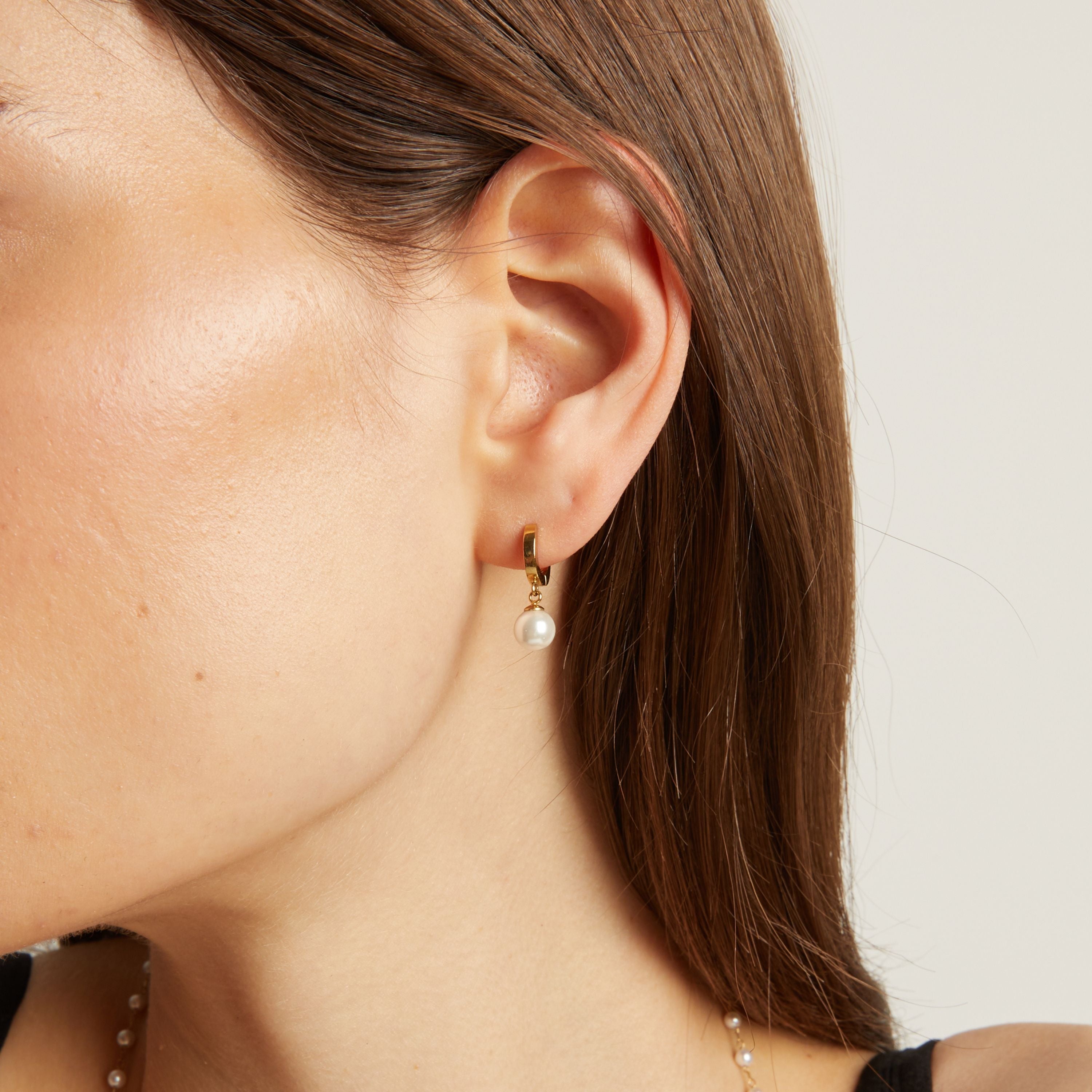 Unbreakable Pearl Huggie Earrings