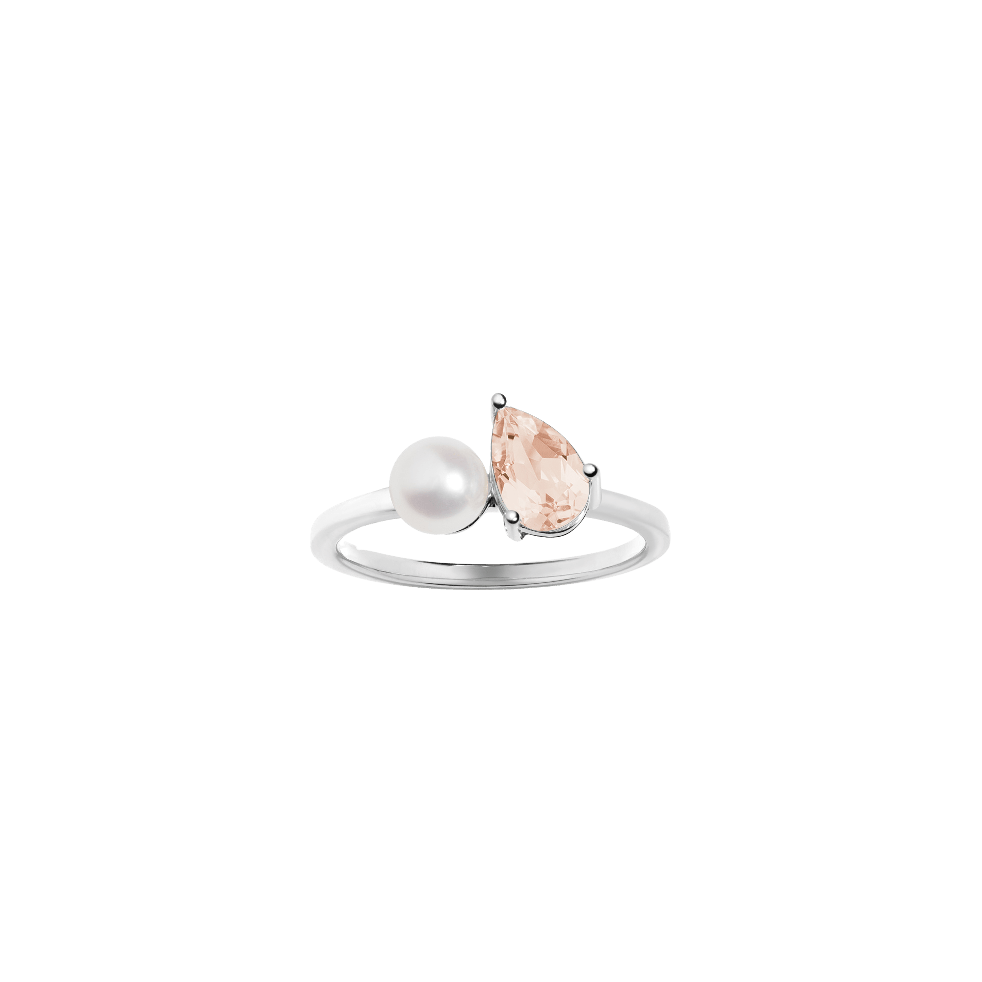 Pearl Toi et Moi Ring - Pink Morganite