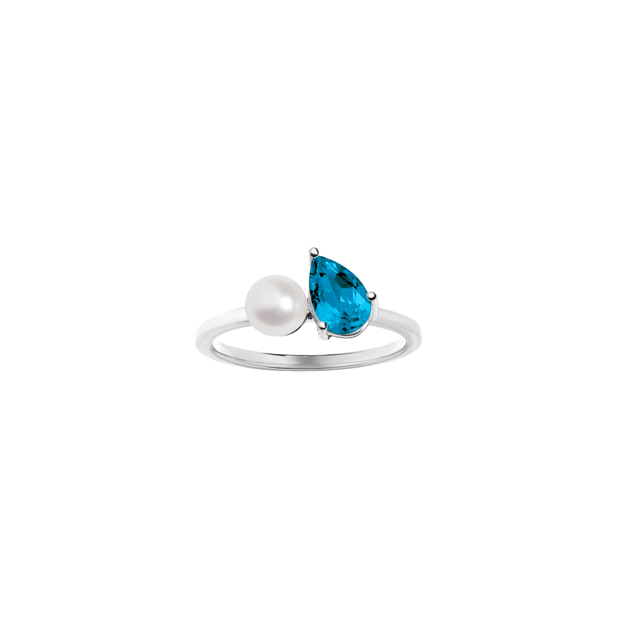 Pearl Toi et Moi Ring - London Blue Topaz