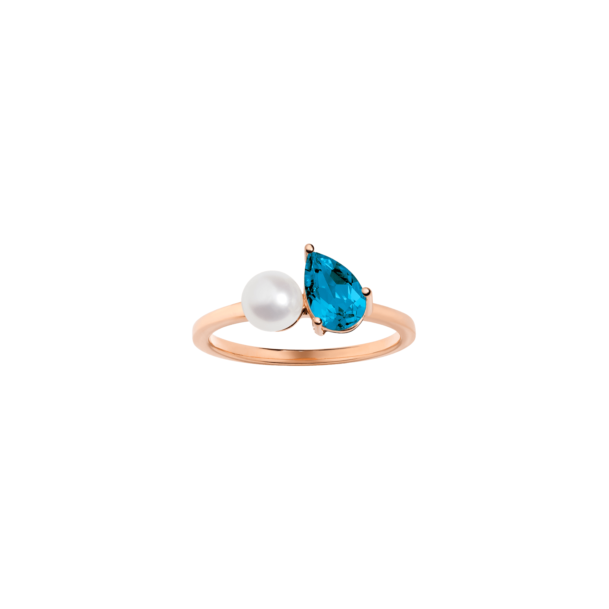 Pearl Toi et Moi Ring - London Blue Topaz