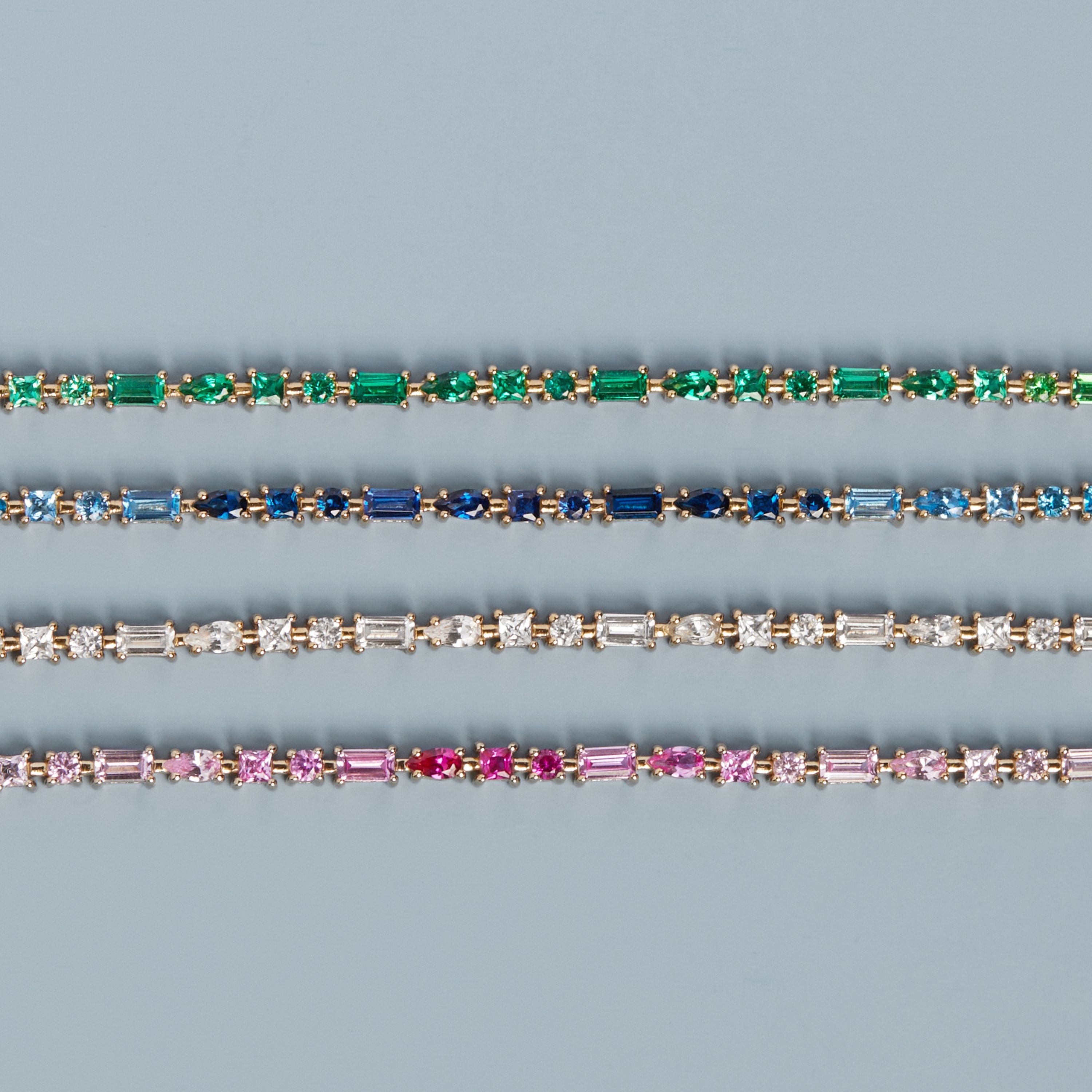 Lab Grown White Sapphire Mosaic Tennis Bracelet