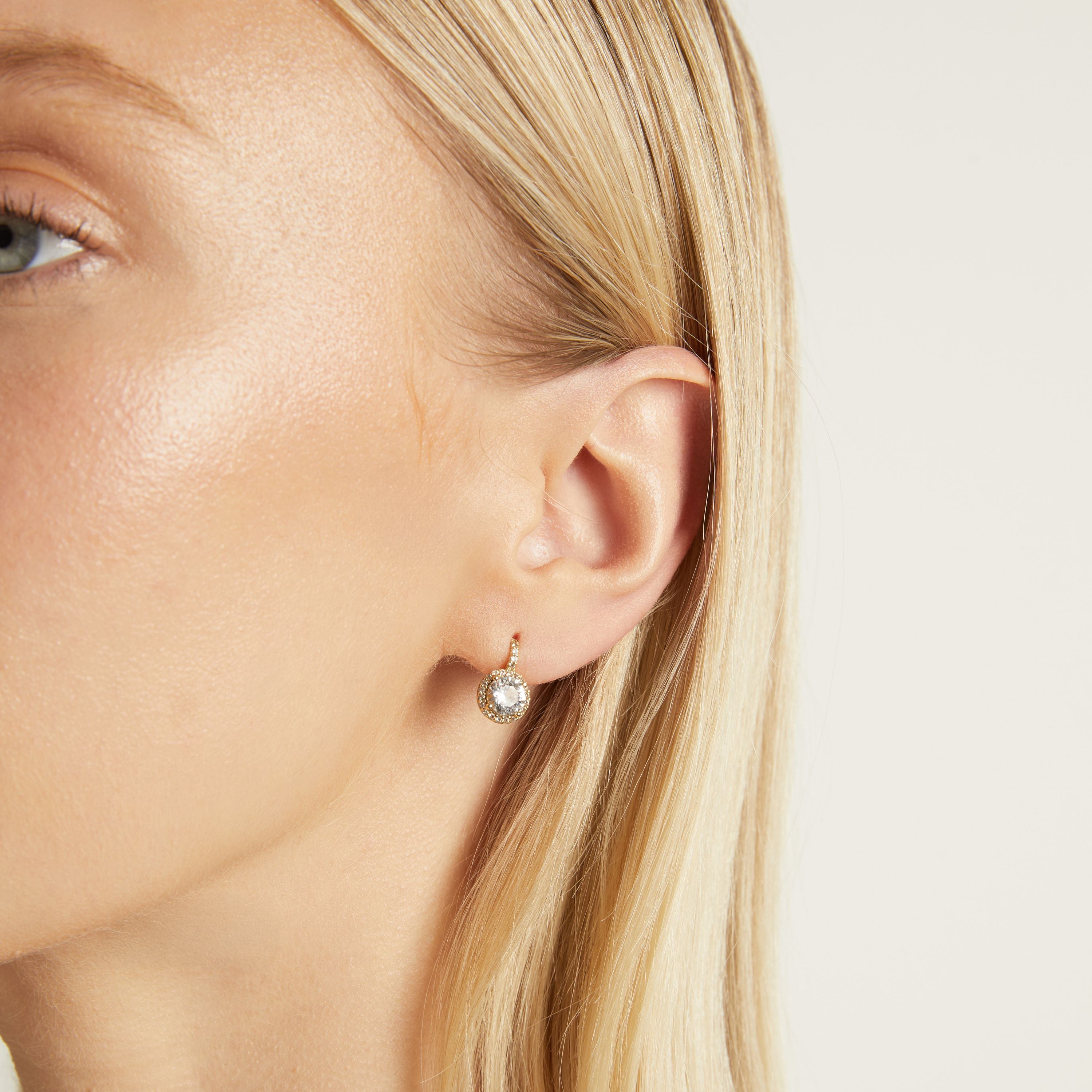 Lab Grown White Sapphire Edwardian Earrings