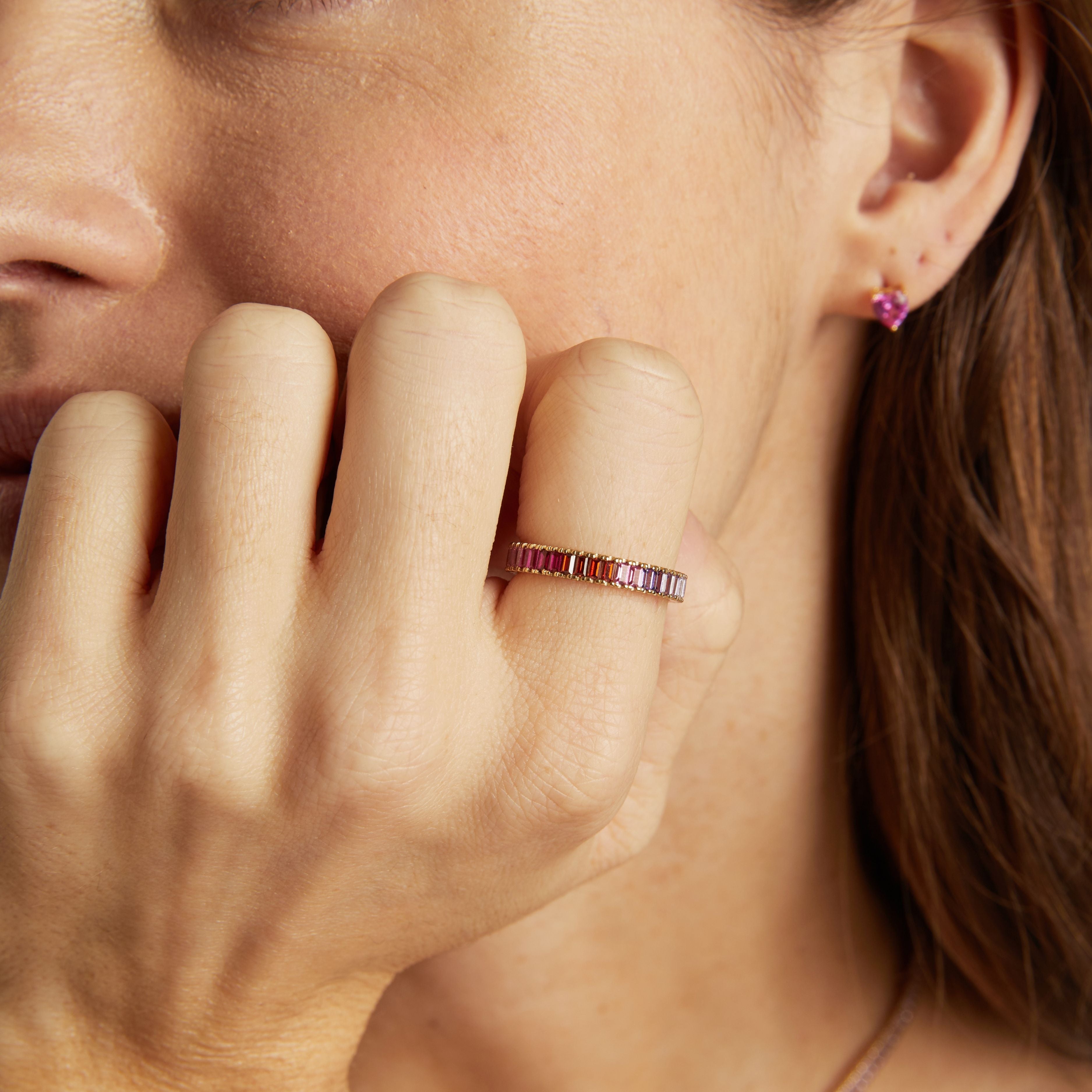 Pink Ombré Baguette Eternity Ring