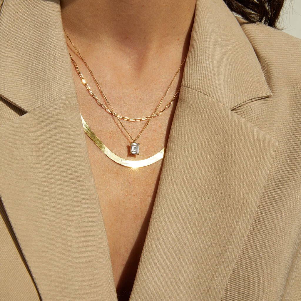 Emerald Gemstone Solitaire Necklace