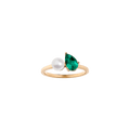 Pearl Toi et Moi Ring - Green Emerald