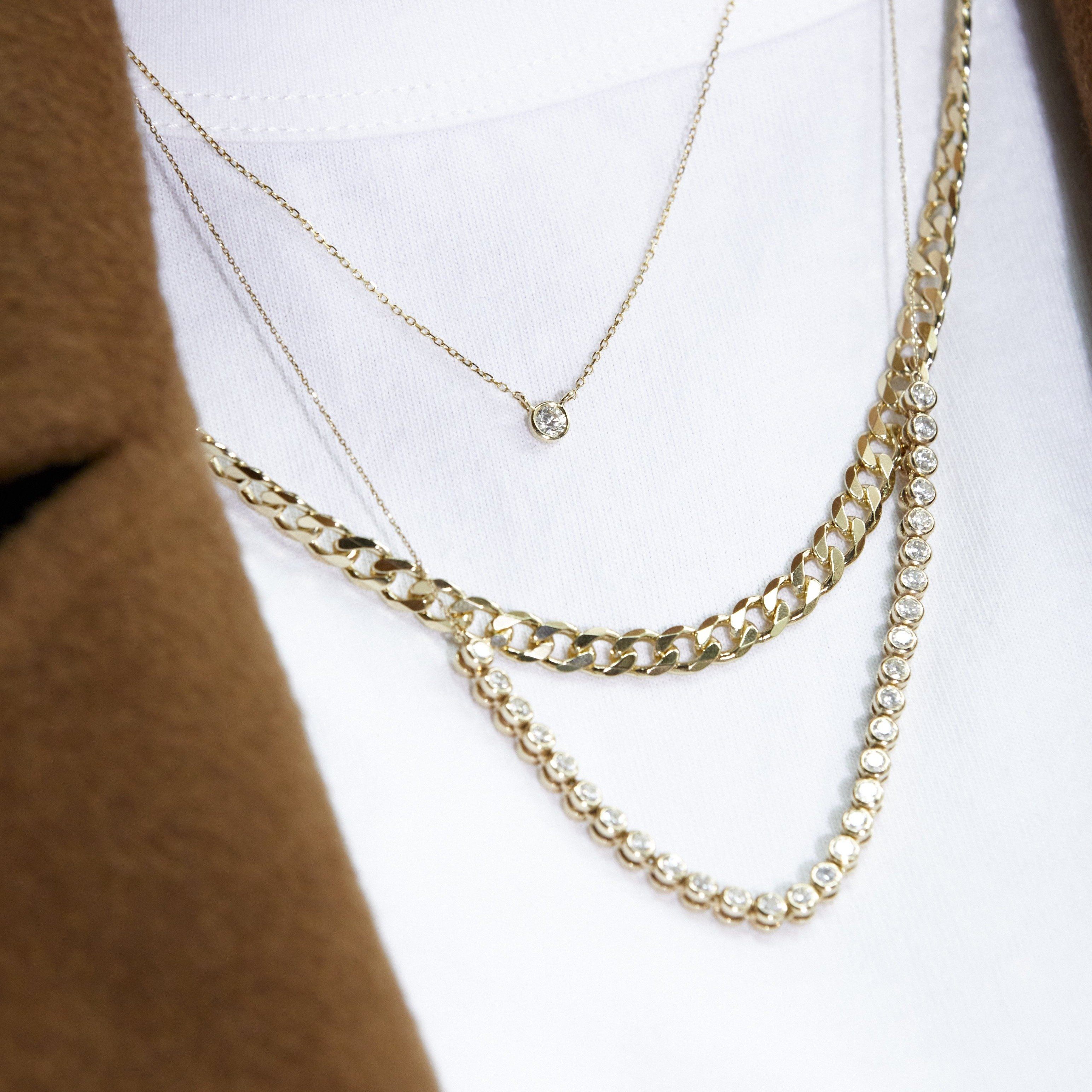 Medium Diamond Bezel Necklace