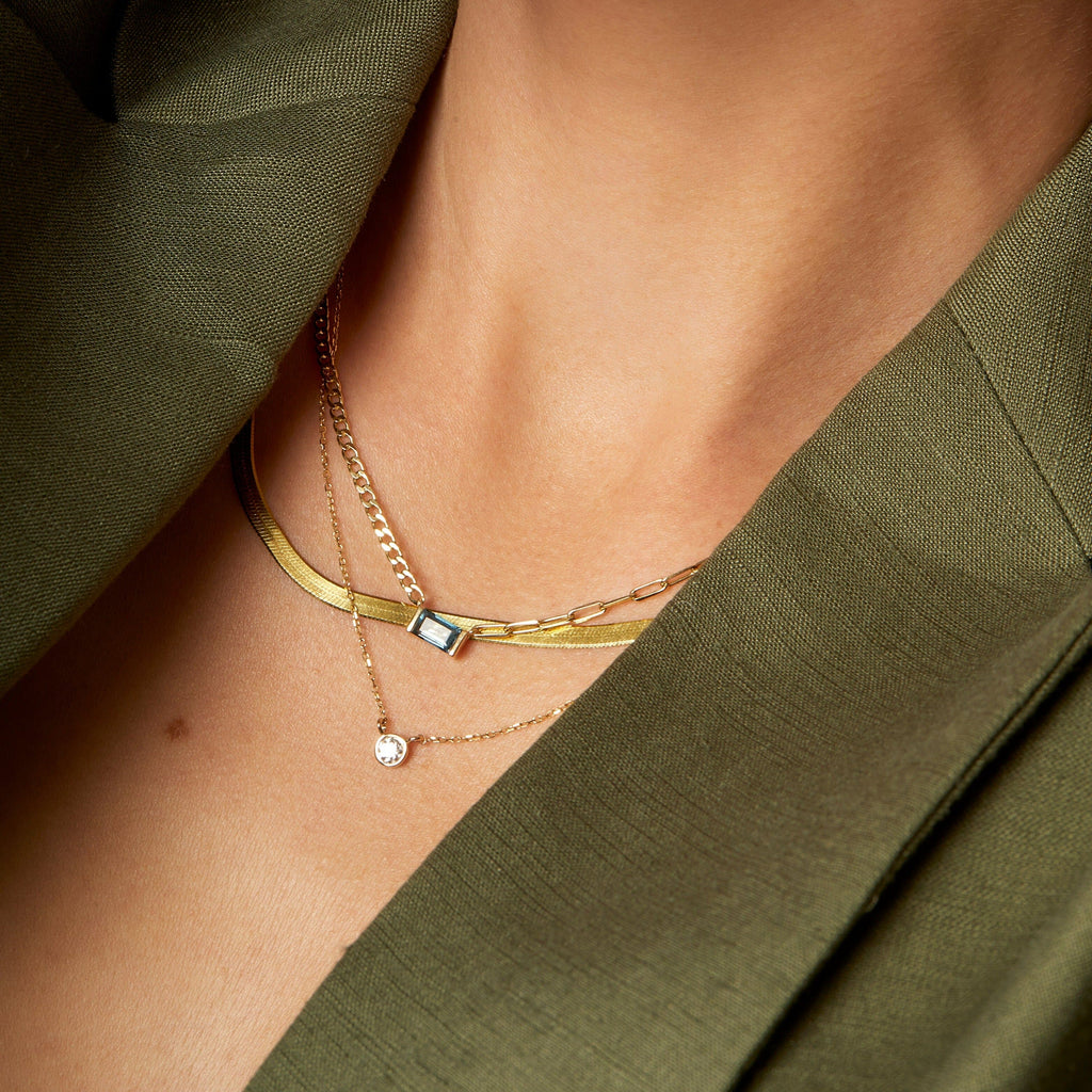 AURATE X MICHELLE: Tranquility Blue Topaz Chain Necklace