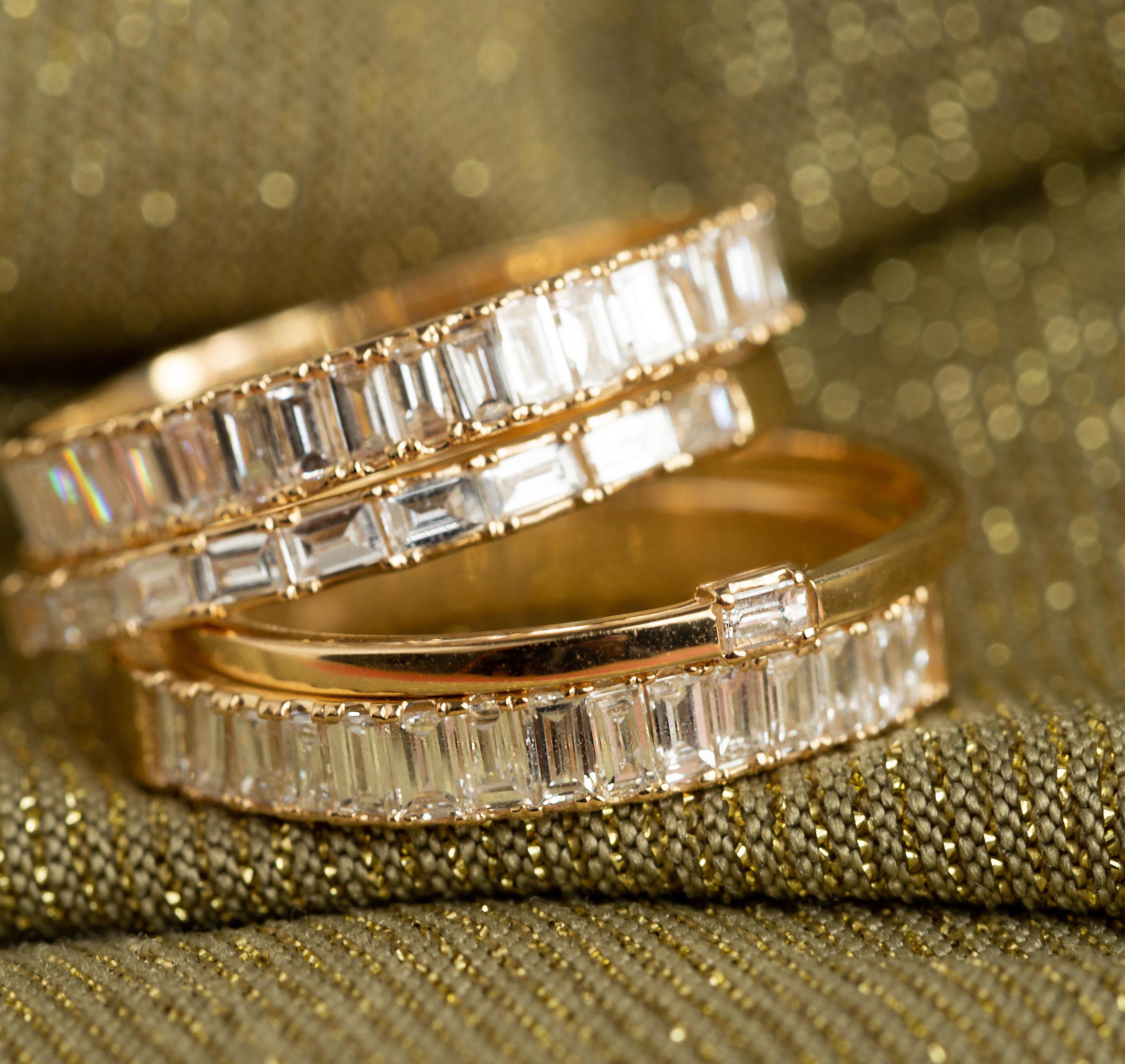 Bold Half Diamond Baguette Ring