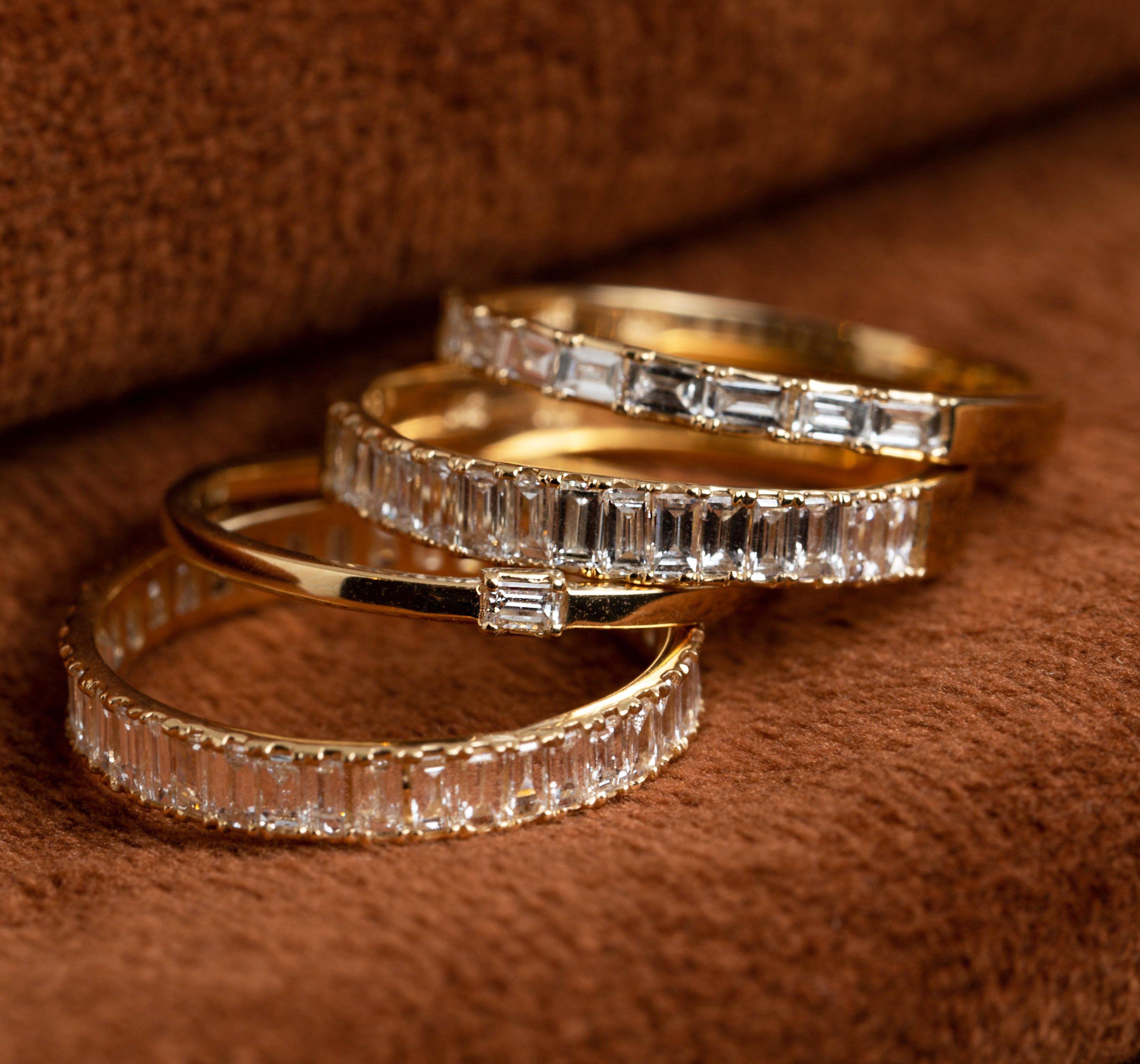 Bold Half Diamond Baguette Ring