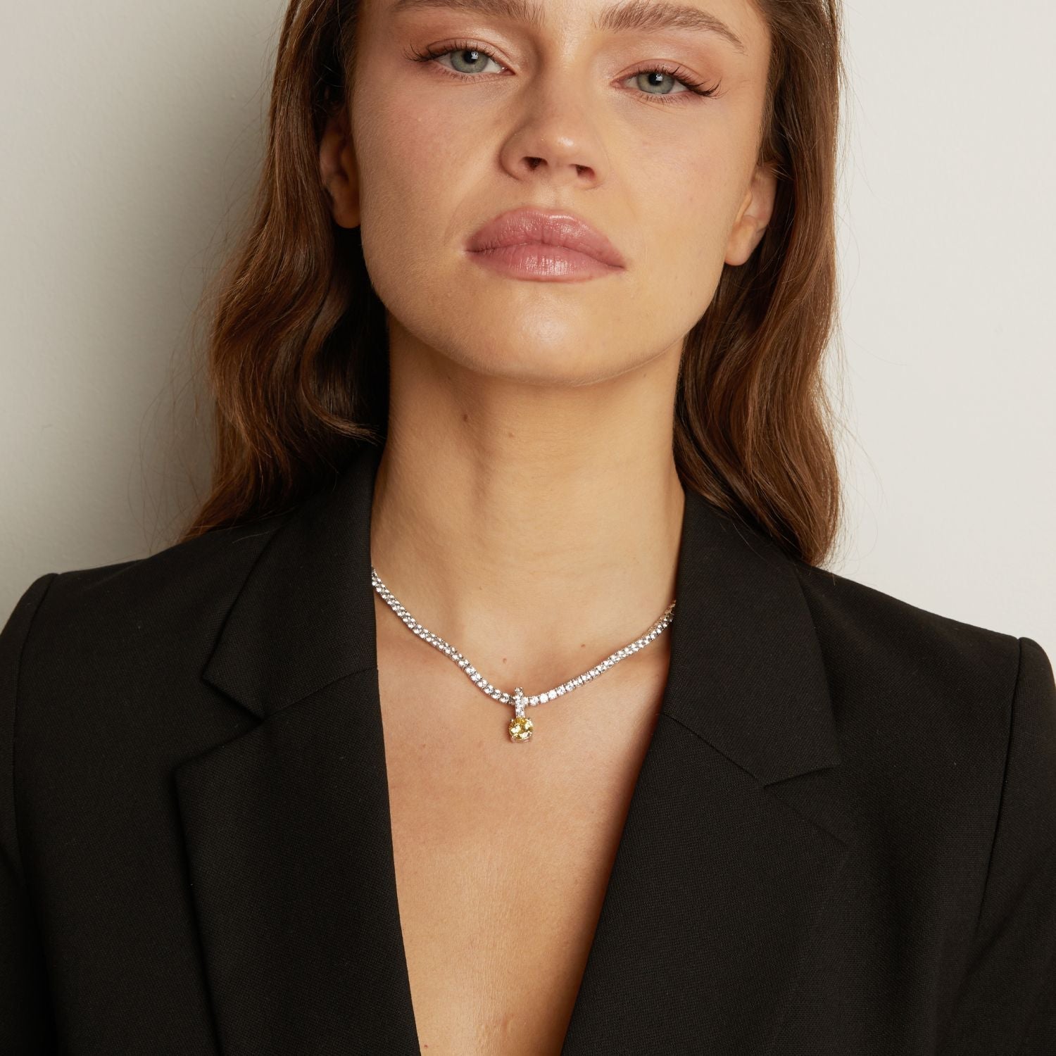 7ct Round Tennis Charm Necklace Set