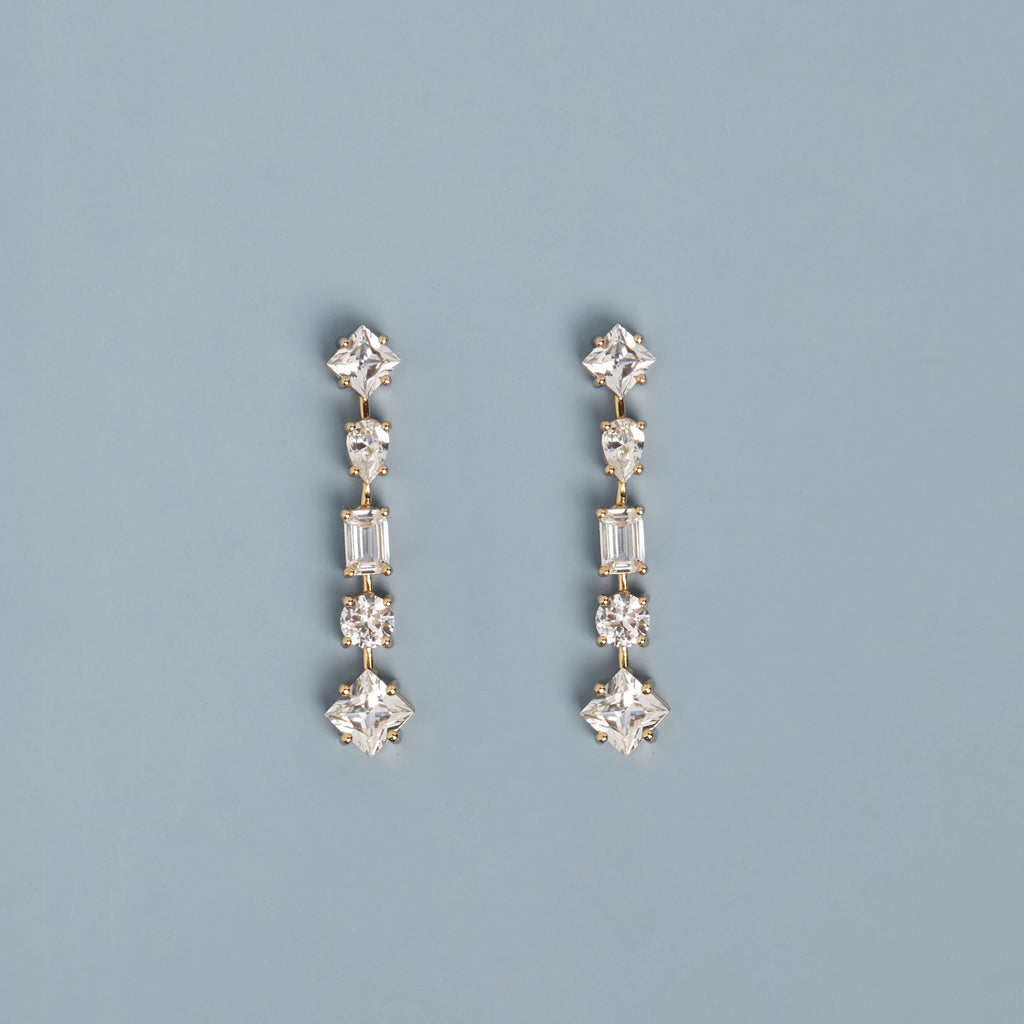 Lab Grown White Sapphire Mosaic Tennis Earrings