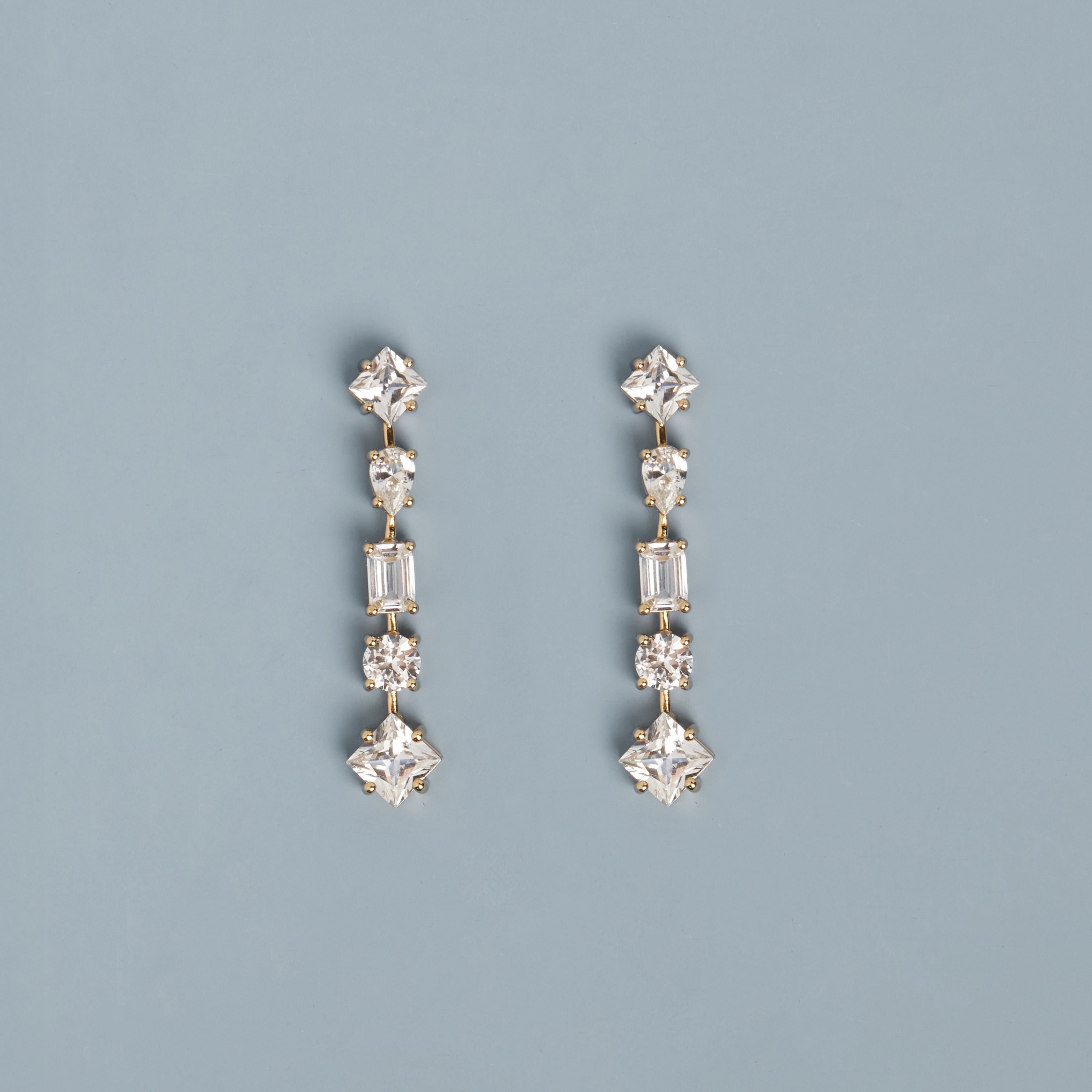 Lab Grown White Sapphire Mosaic Tennis Earrings