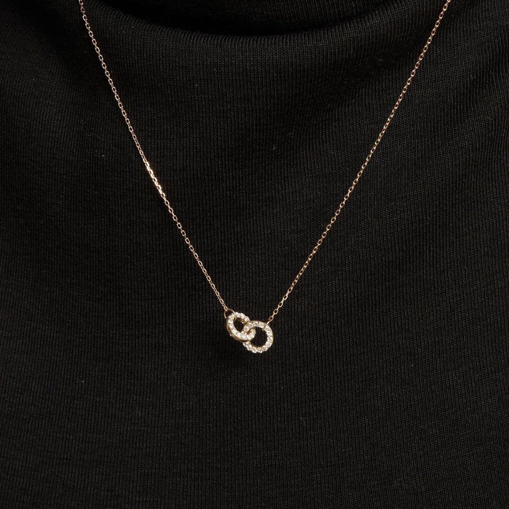 Double Lab Grown White Sapphire Connection Necklace