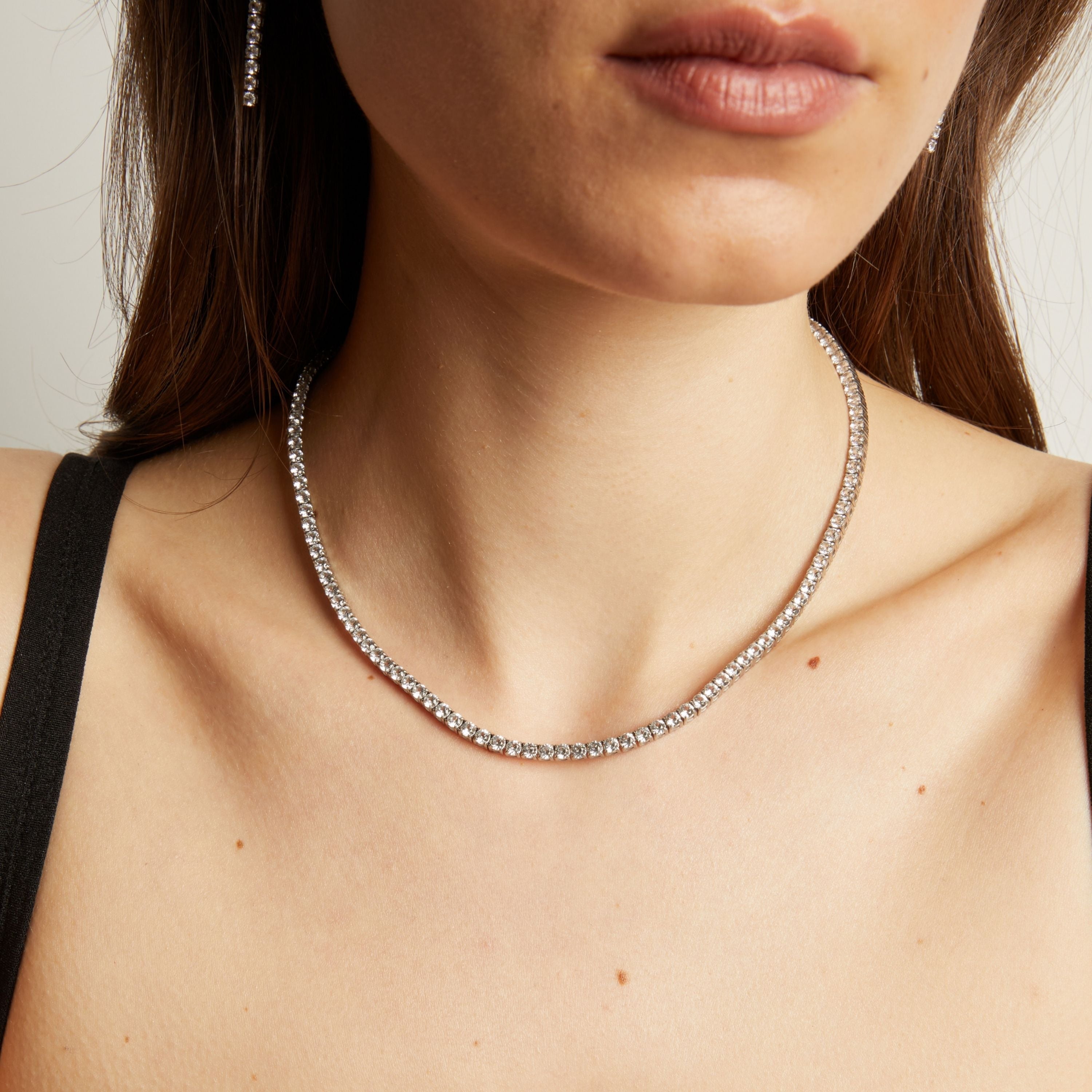 Unbreakable Lab Grown White Sapphire Tennis Necklace