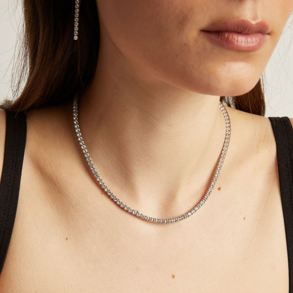 Unbreakable Lab Grown White Sapphire Tennis Necklace