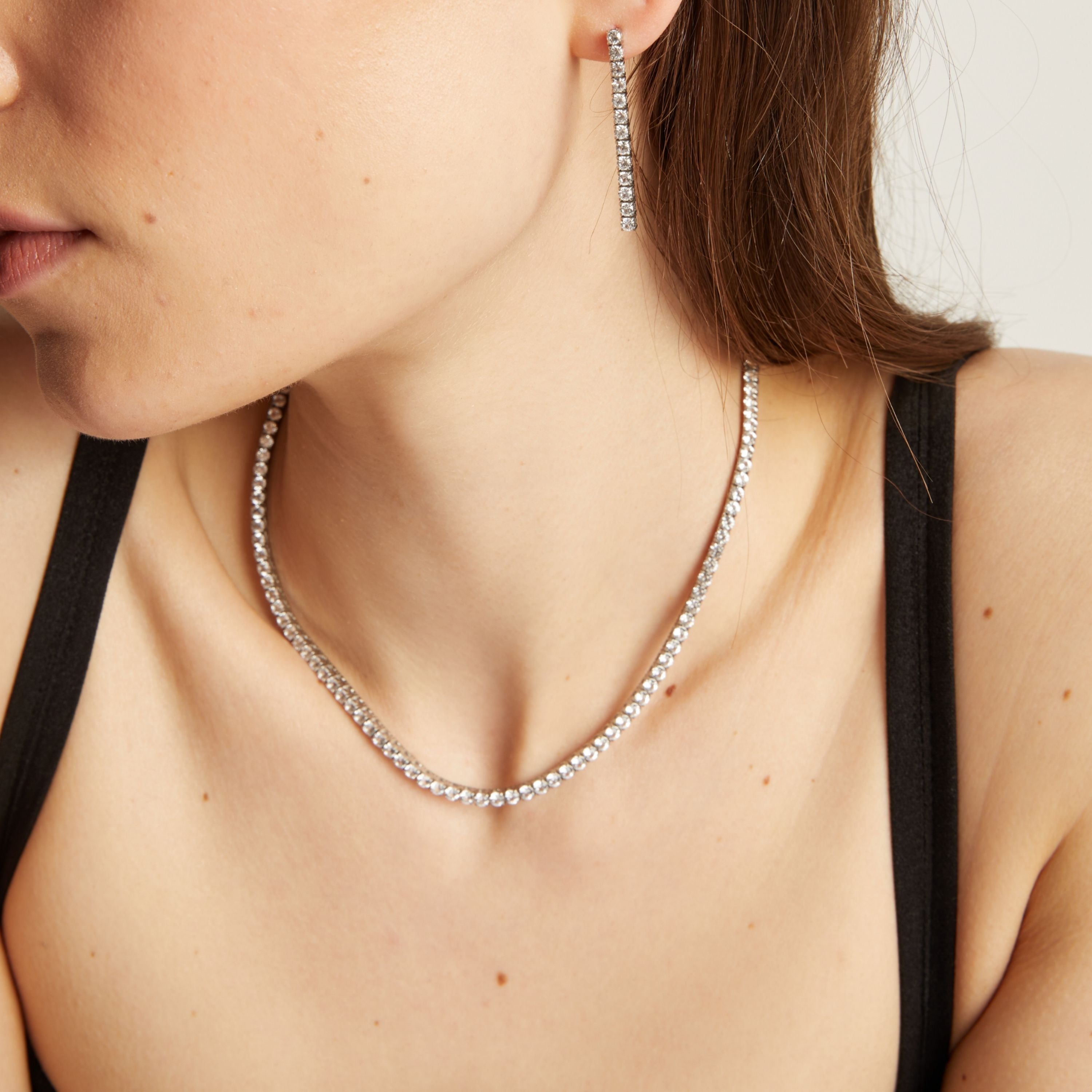 Unbreakable Lab Grown White Sapphire Tennis Necklace