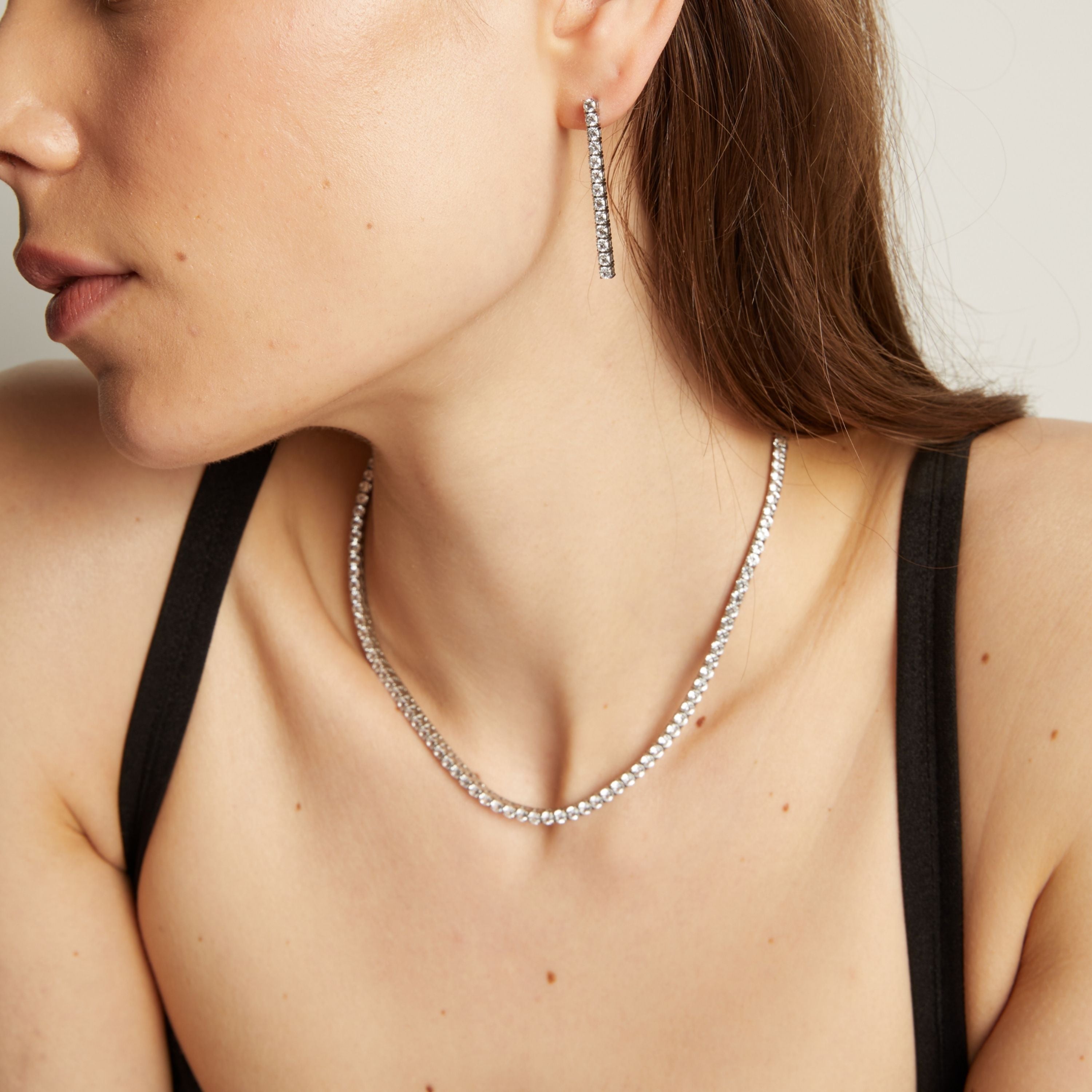 Unbreakable Lab Grown White Sapphire Tennis Necklace