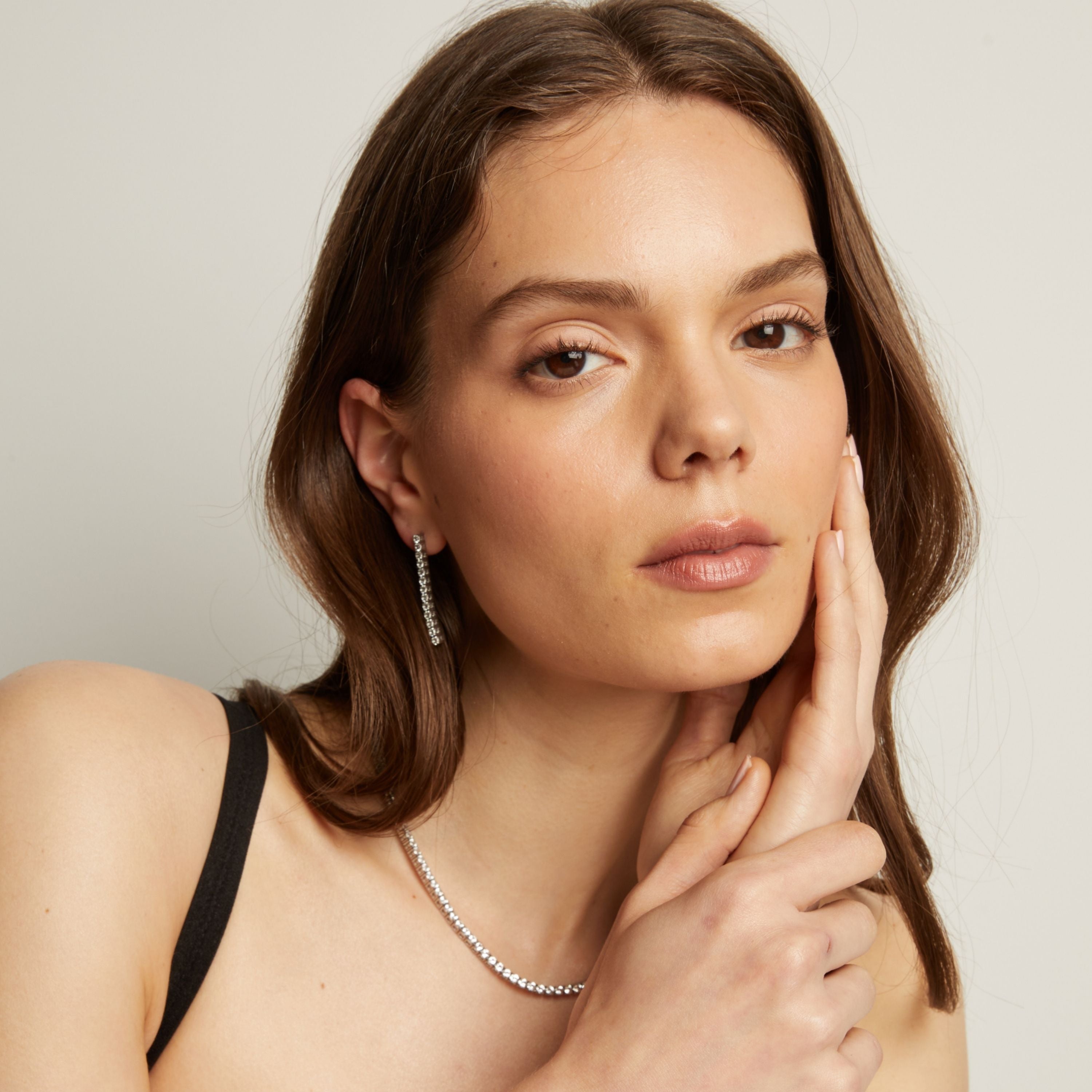 Unbreakable Lab Grown White Sapphire Tennis Earrings