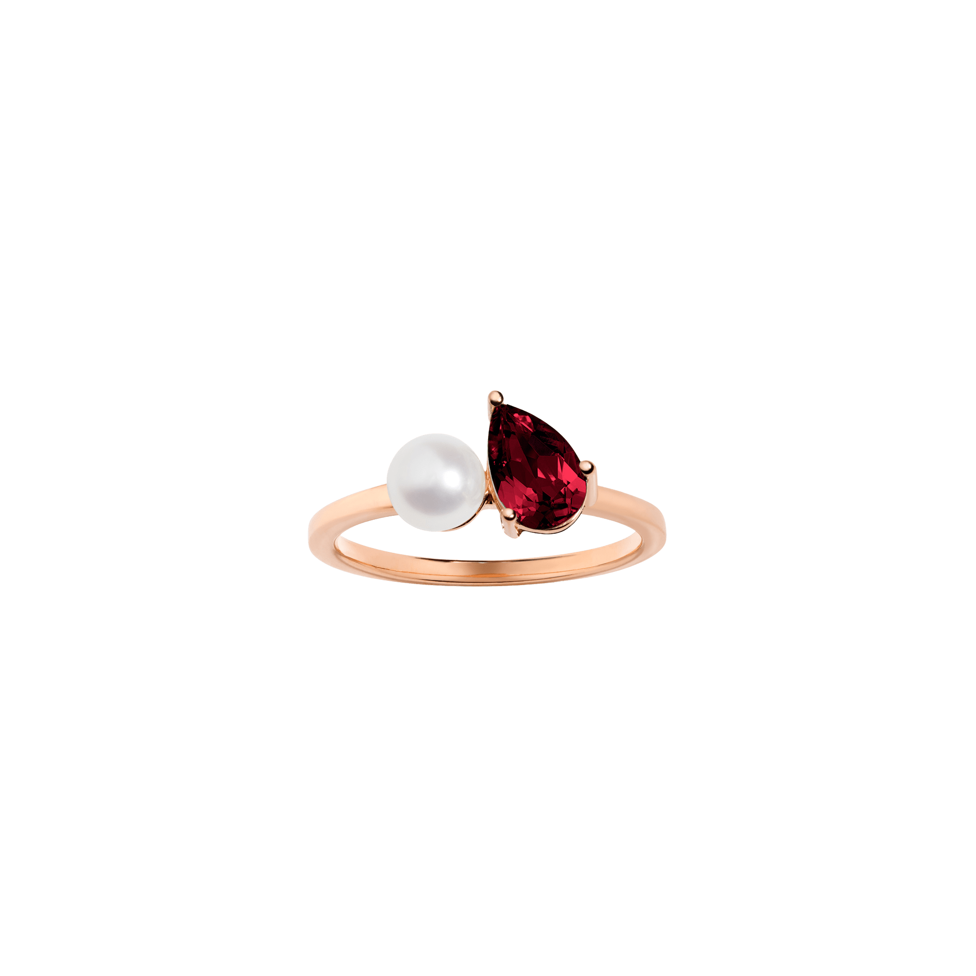 Pearl Toi et Moi Ring - Red Garnet
