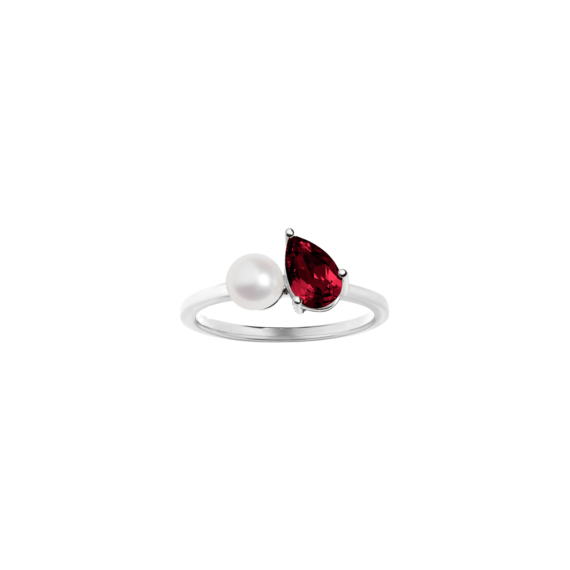 Pearl Toi et Moi Ring - Red Garnet