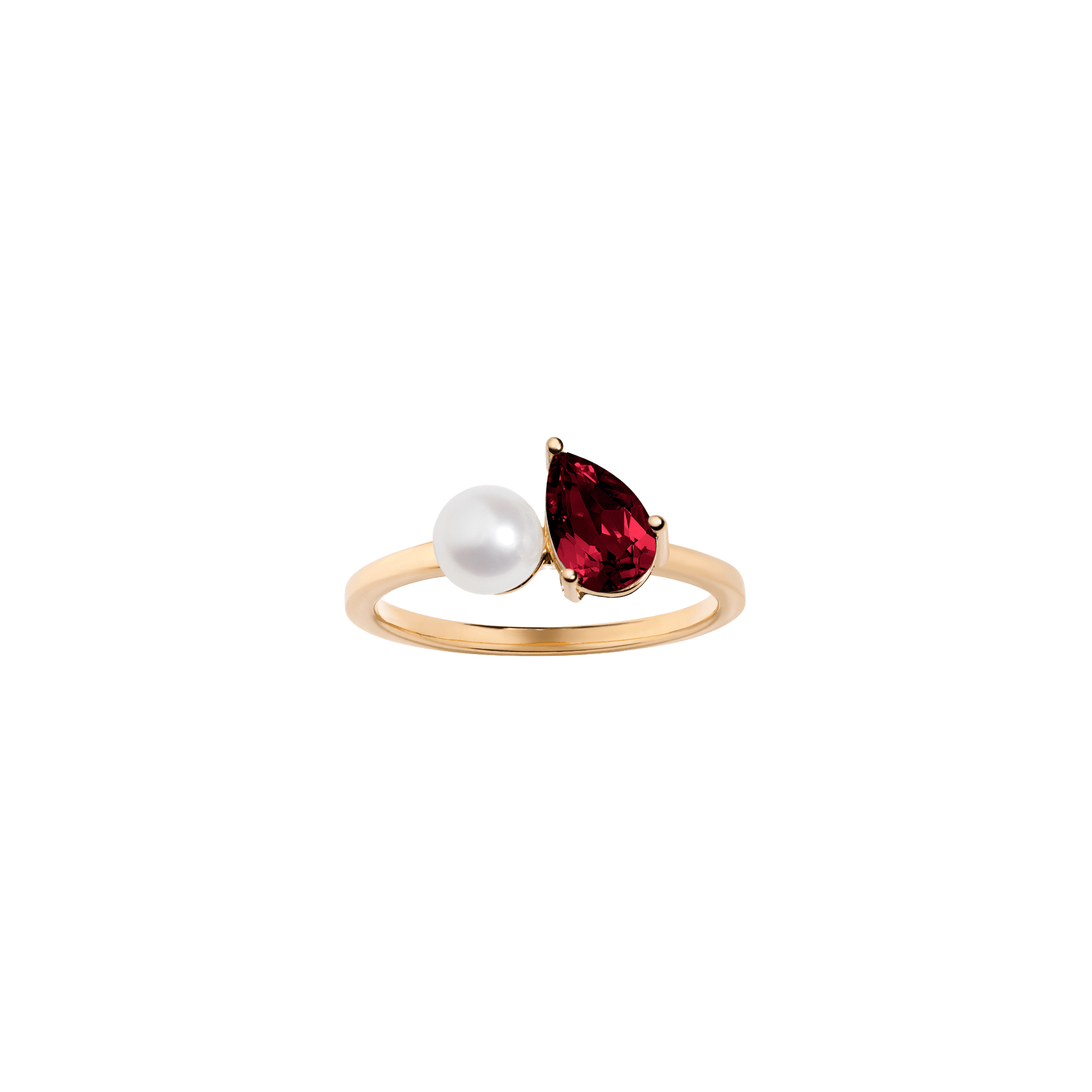 Pearl Toi et Moi Ring - Red Garnet