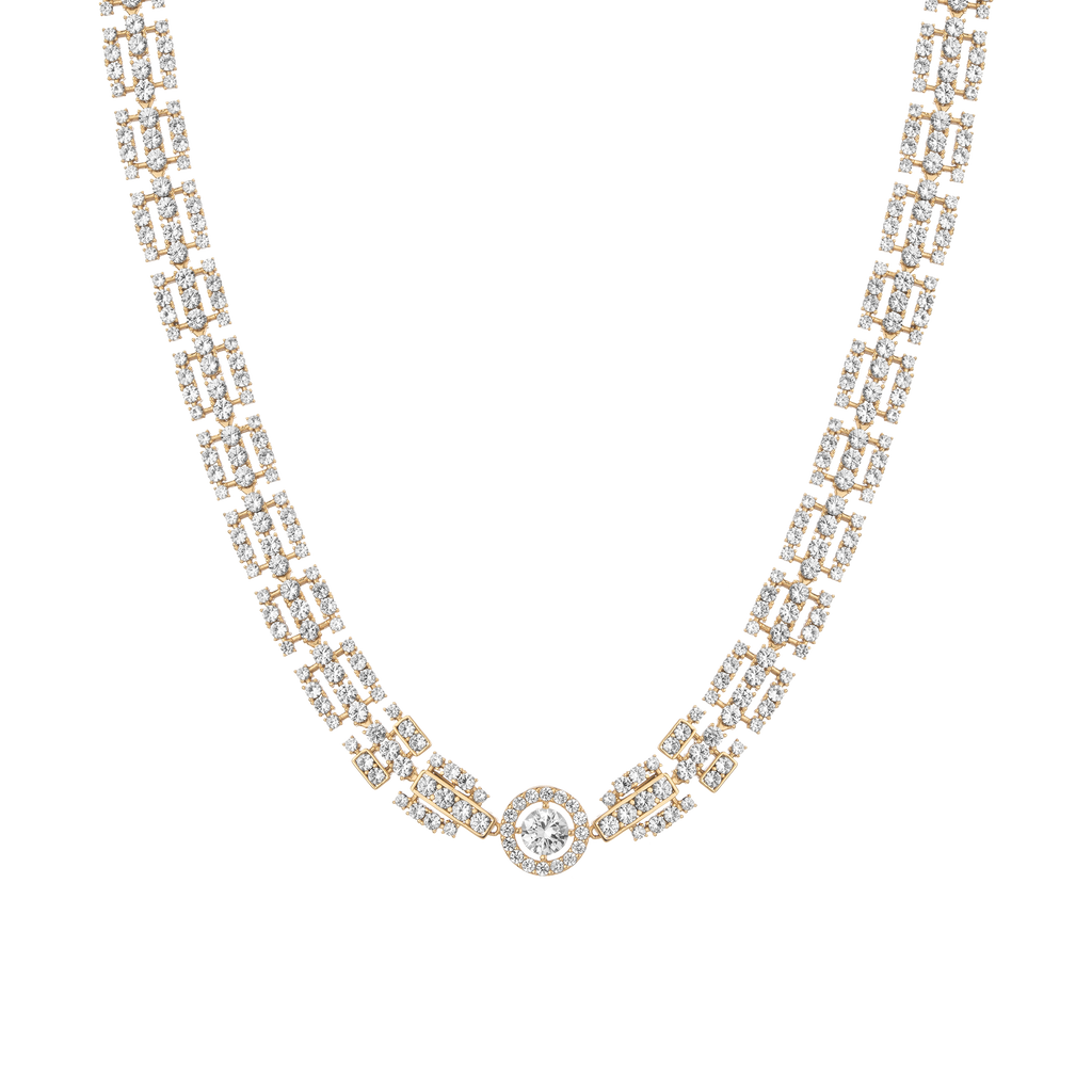 Lab Grown White Sapphire Three Layered Tennis Necklace