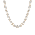 Lab Grown White Sapphire Three Layered Tennis Necklace