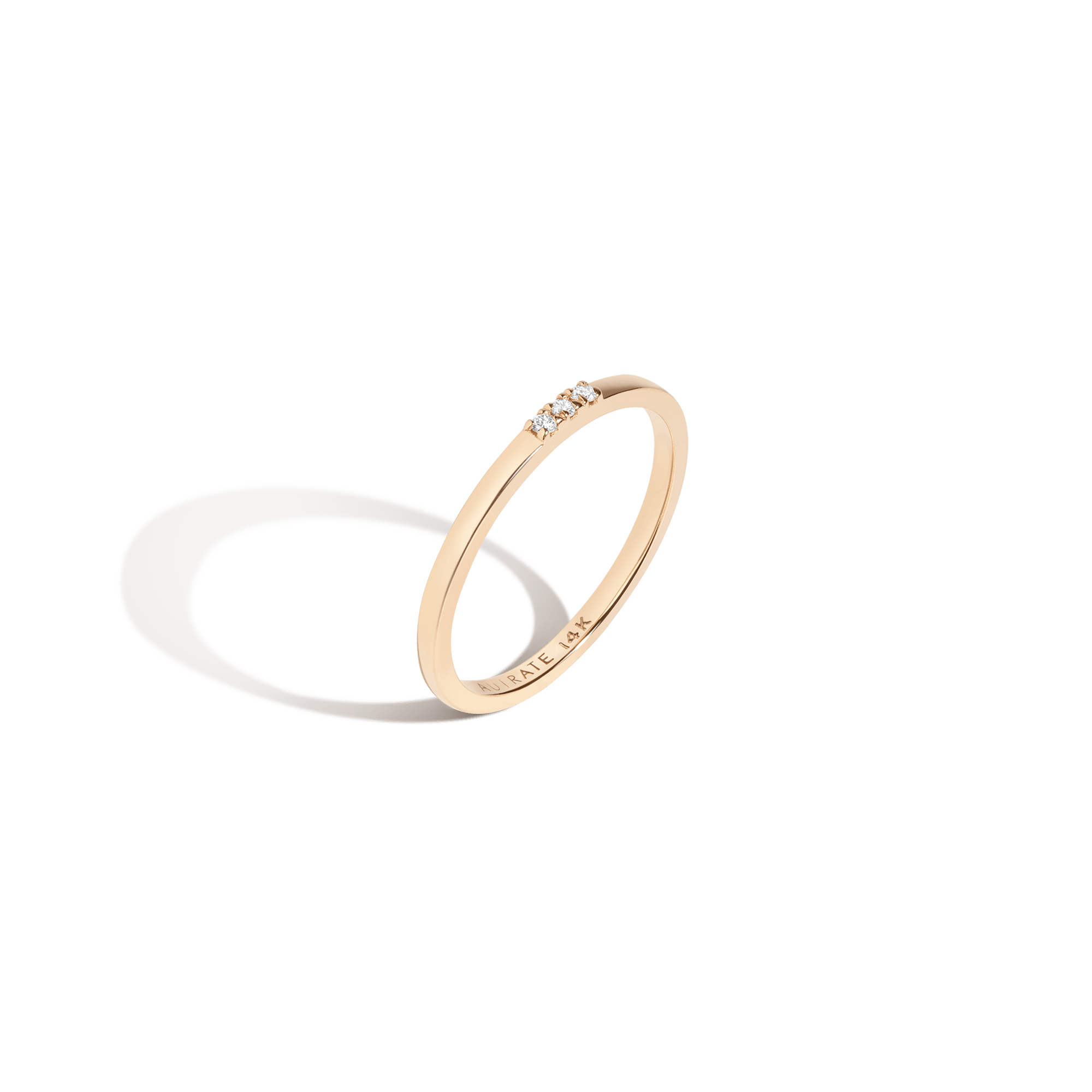 3 Stones Diamond Ring 14K Yellow Gold 18K Yellow Gold Front First