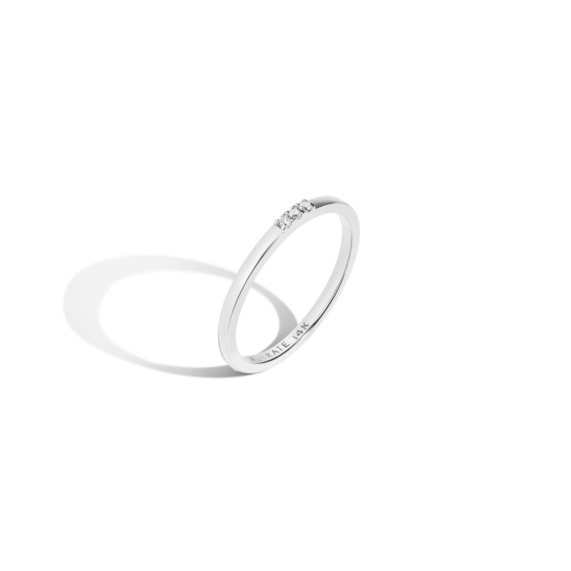 Tridiamond Ring Sterling Silver 14K White Gold 18K White Gold Front First