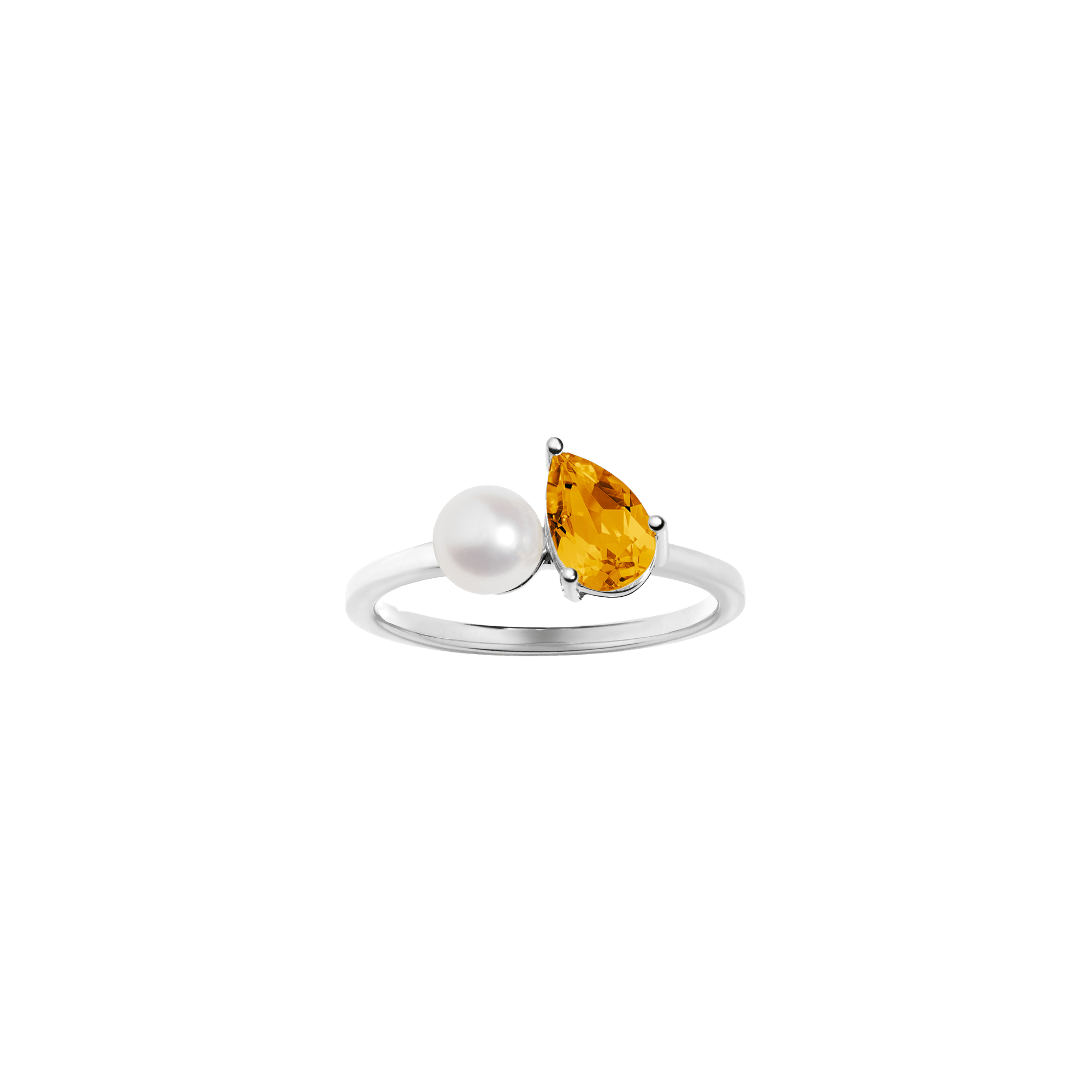 Pearl Toi et Moi Ring - Yellow Citrine