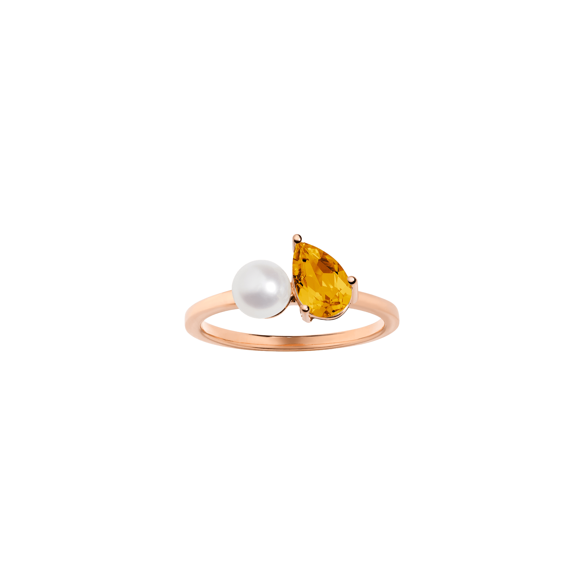 Pearl Toi et Moi Ring - Yellow Citrine