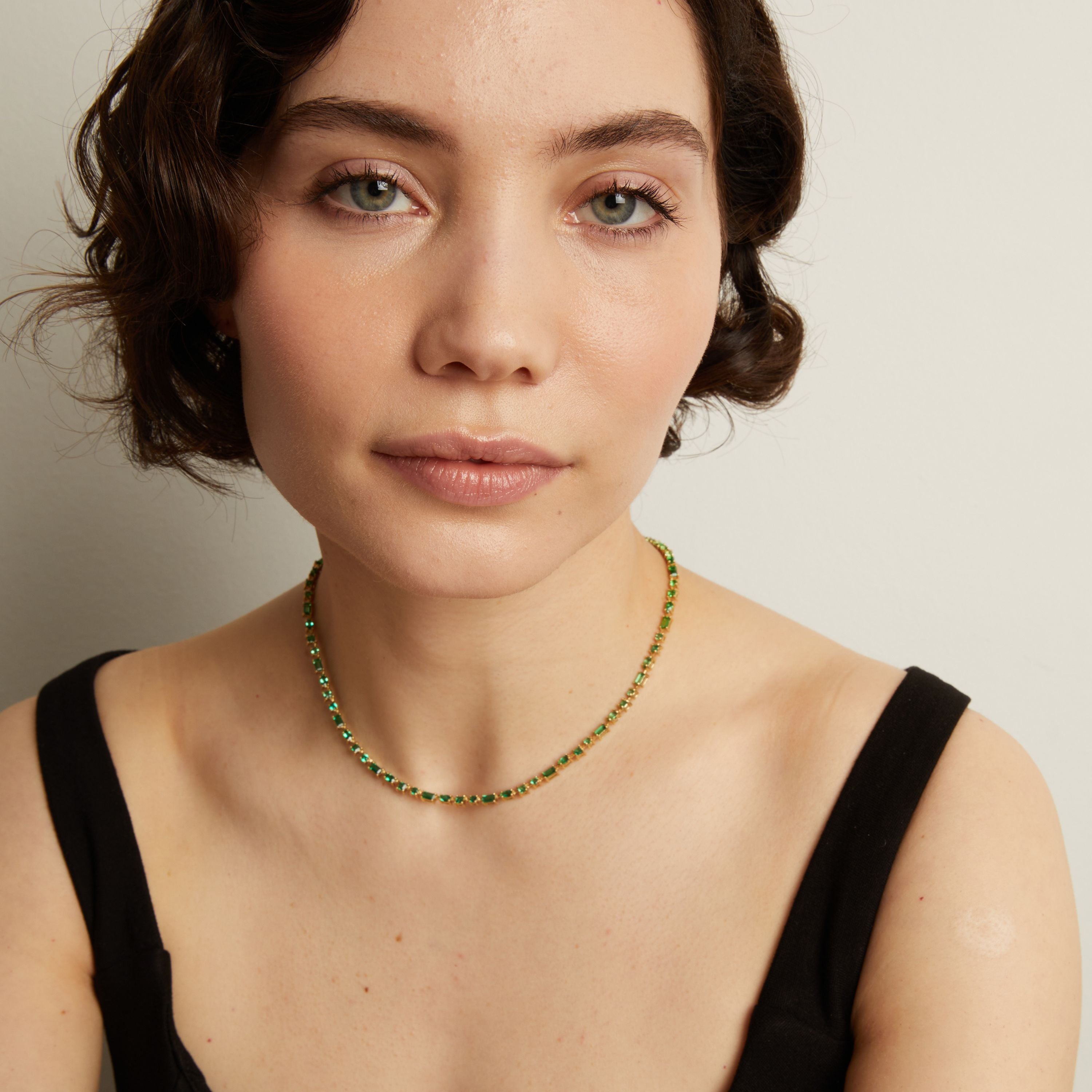 Green Ombré Mosaic Tennis Necklace