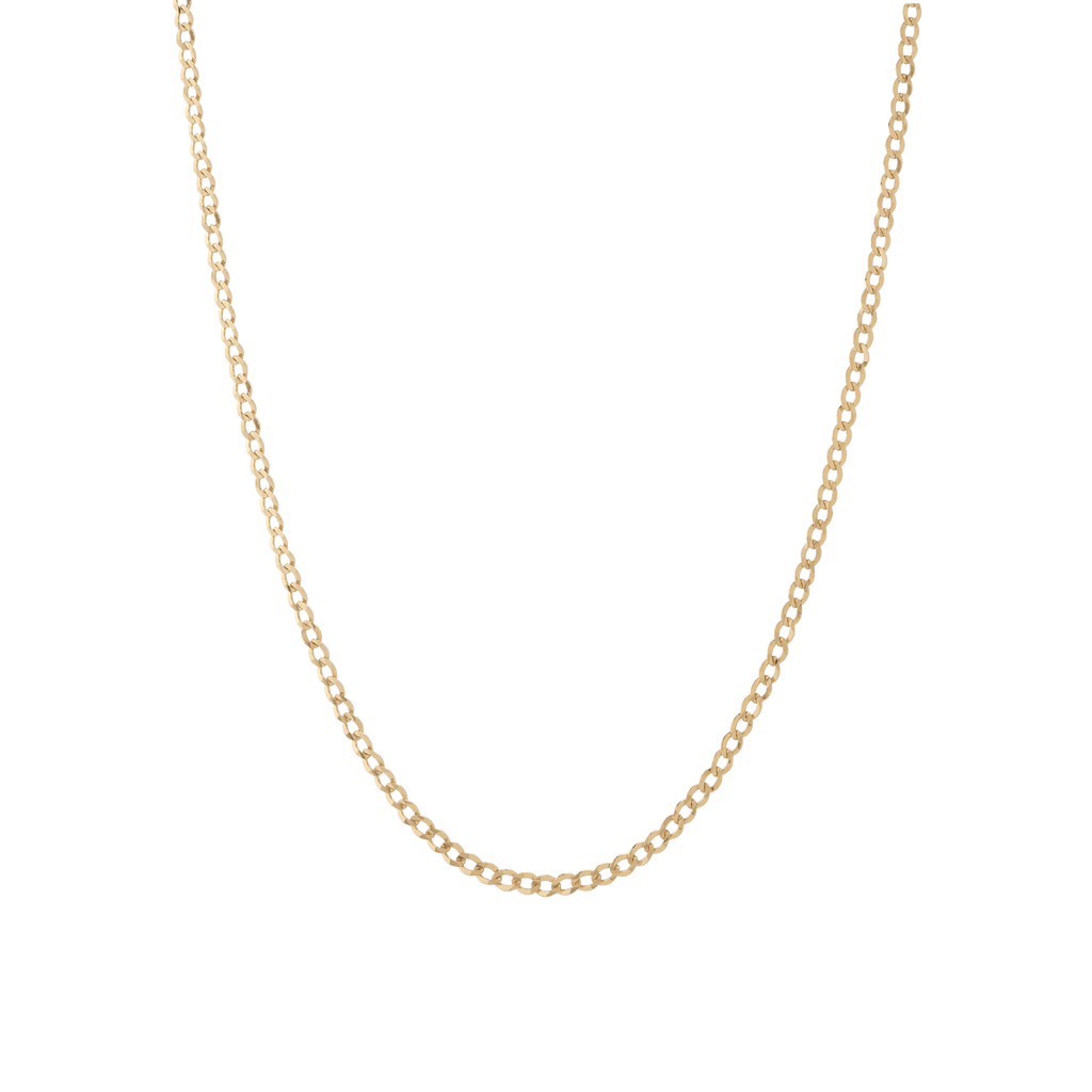 Medium Gold Curb Chain Necklace Vermeil 14K Yellow Gold 18in 22in First