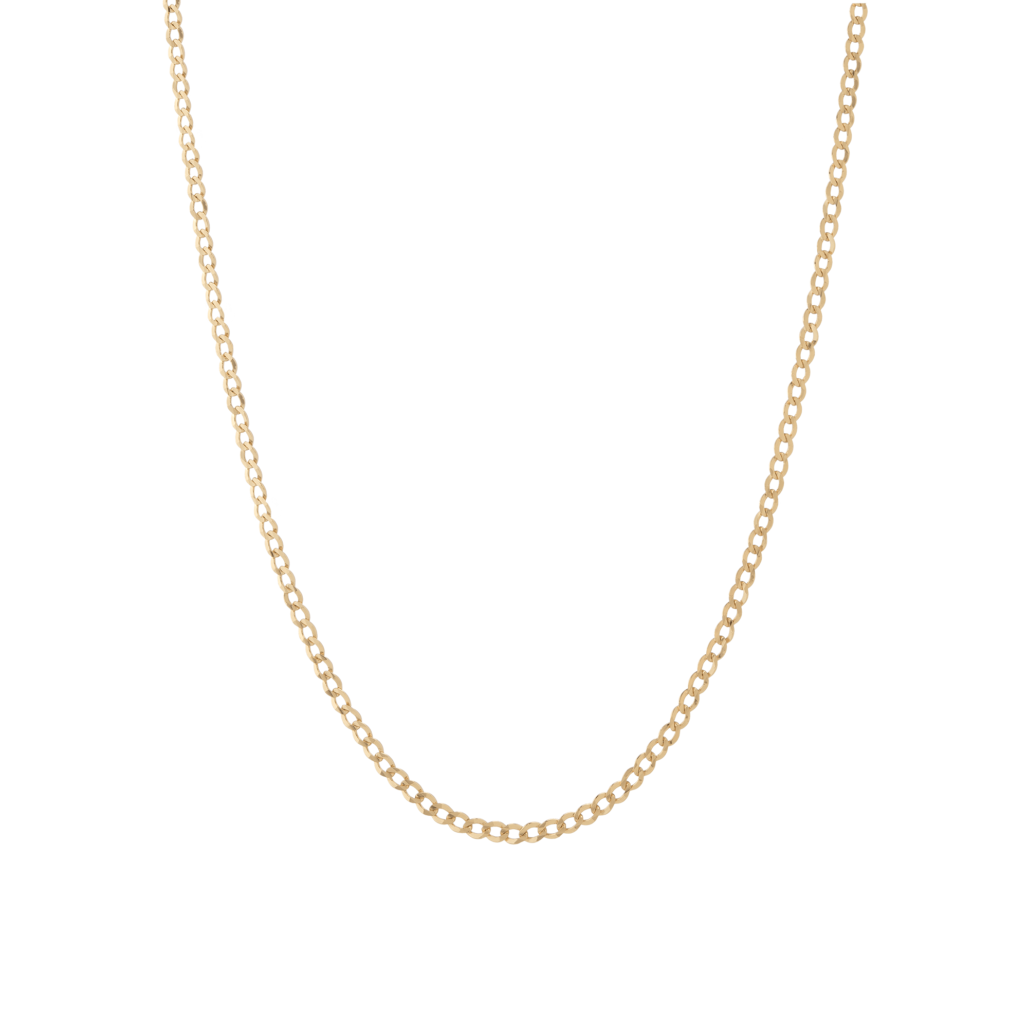 Medium Gold Curb Chain Necklace Vermeil 14K Yellow Gold 18in 22in First