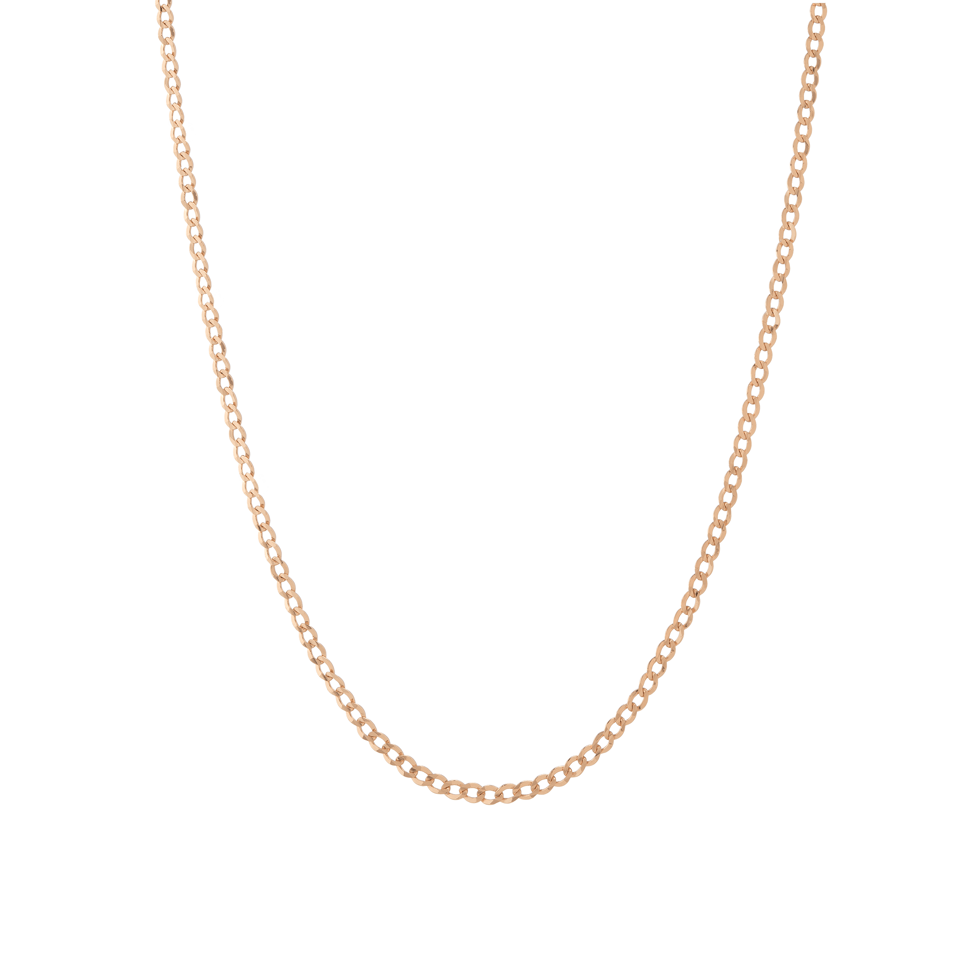 Medium Gold Curb Chain Necklace Vermeil 14K Rose Gold 18in 22in First