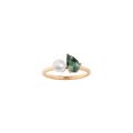 Pearl Toi et Moi Ring - Green Tourmaline