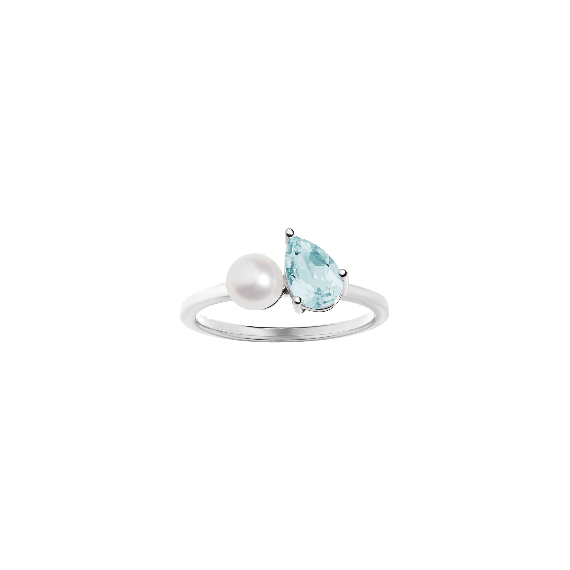 Pearl Toi et Moi Ring - Aquamarine