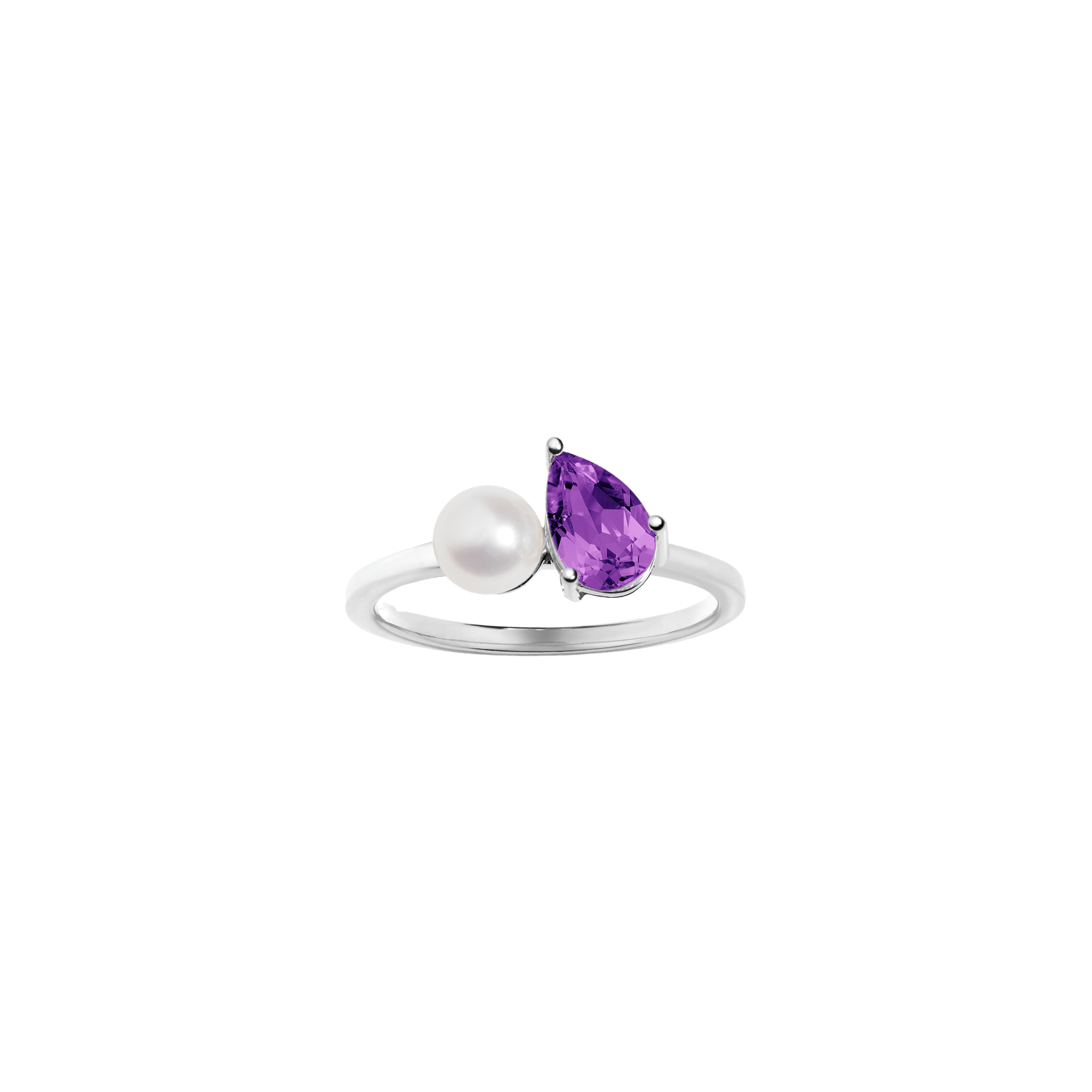 Pearl Toi et Moi Ring - Purple Amethyst