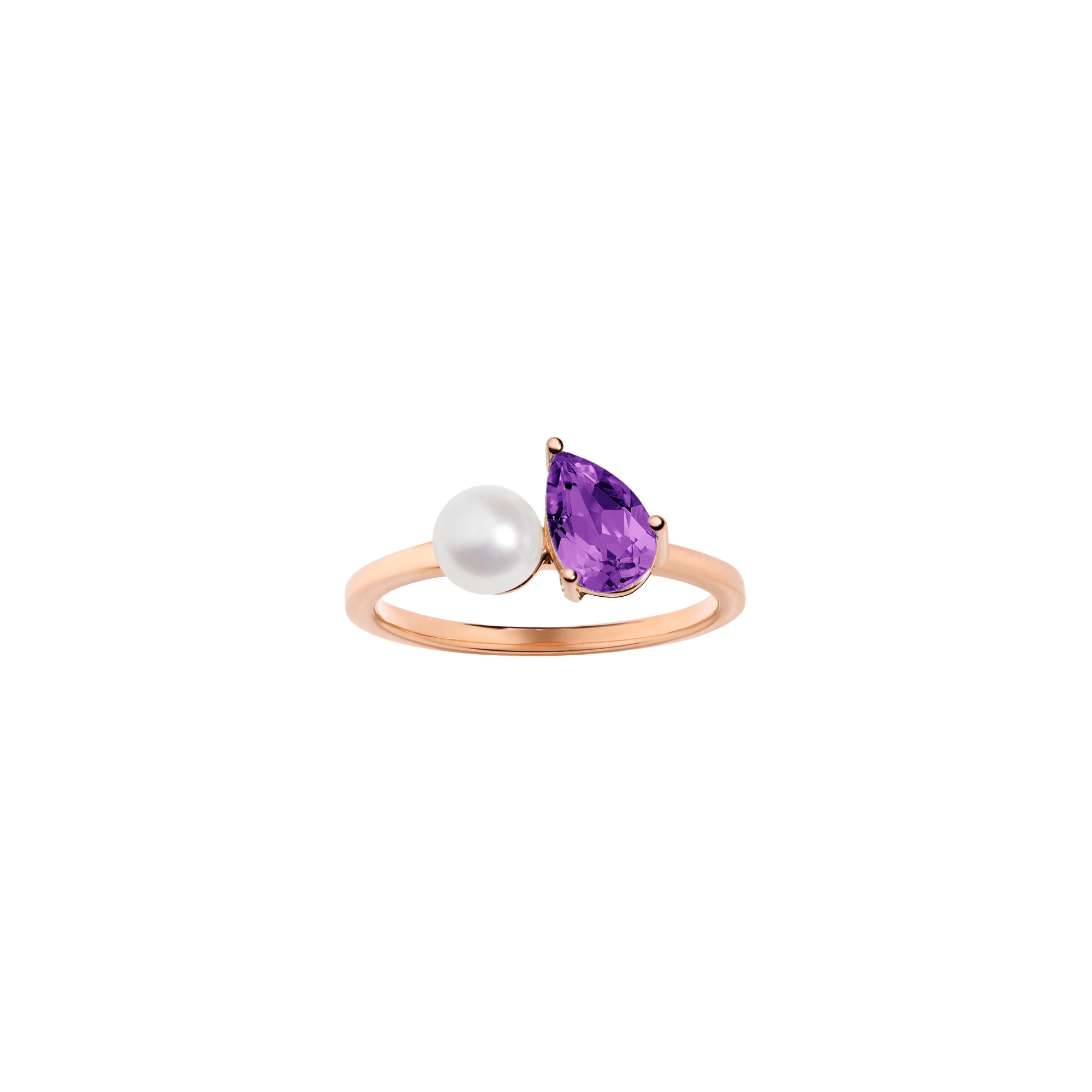 Pearl Toi et Moi Ring - Purple Amethyst